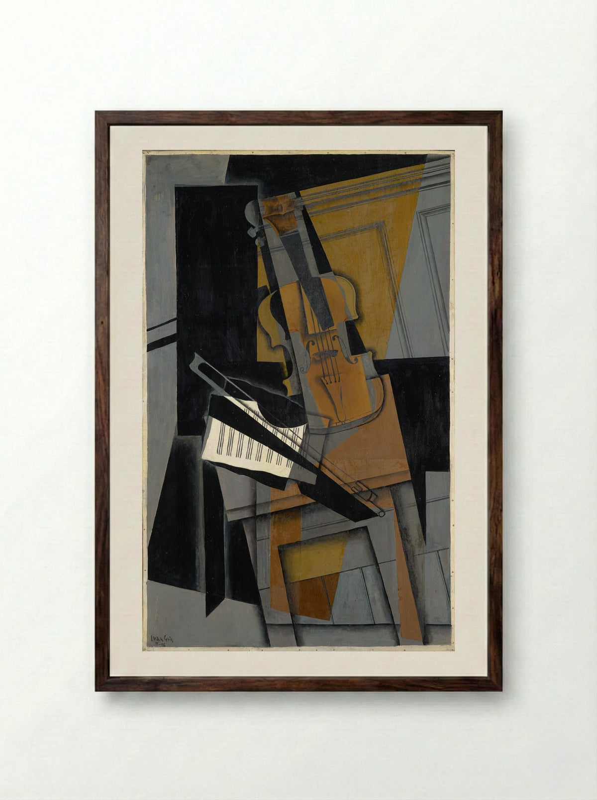 The Violin - Juan Gris - Framed Print Dark Wood