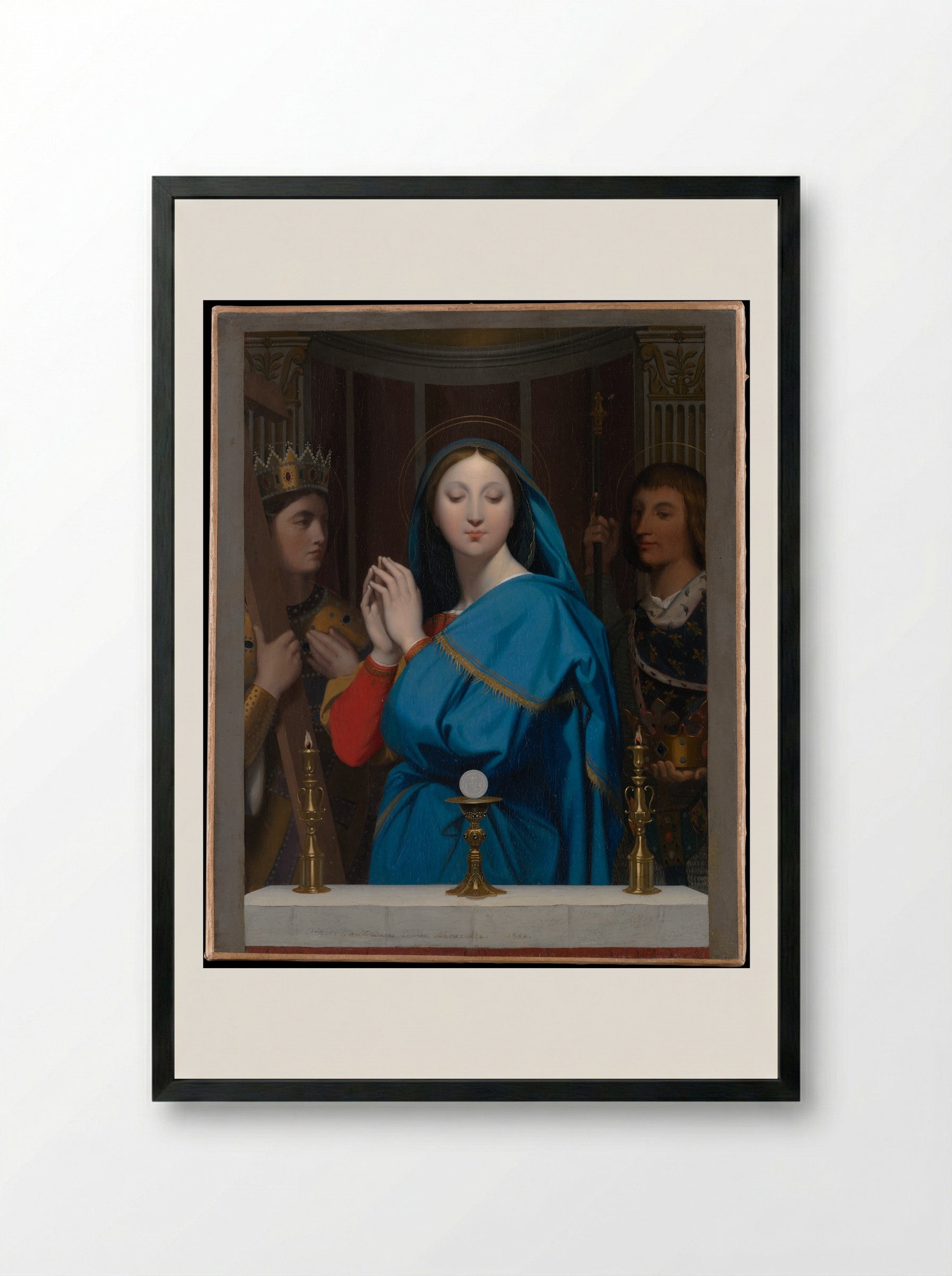 The Virgin Adoring the Host - Jean Auguste Dominique Ingres - Framed Print Black