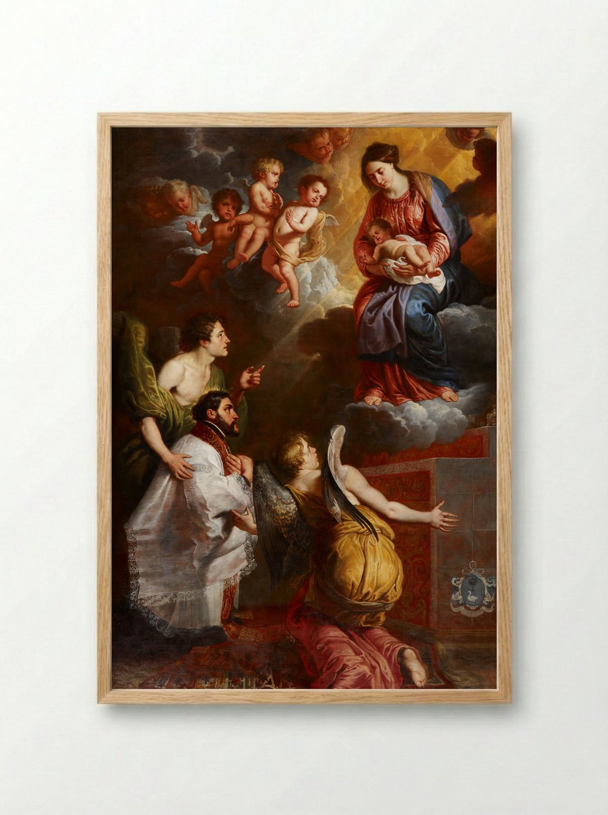 The Virgin Appearing to Saint Bonaventure - Erasmus Quellinus II - Framed Print Wood
