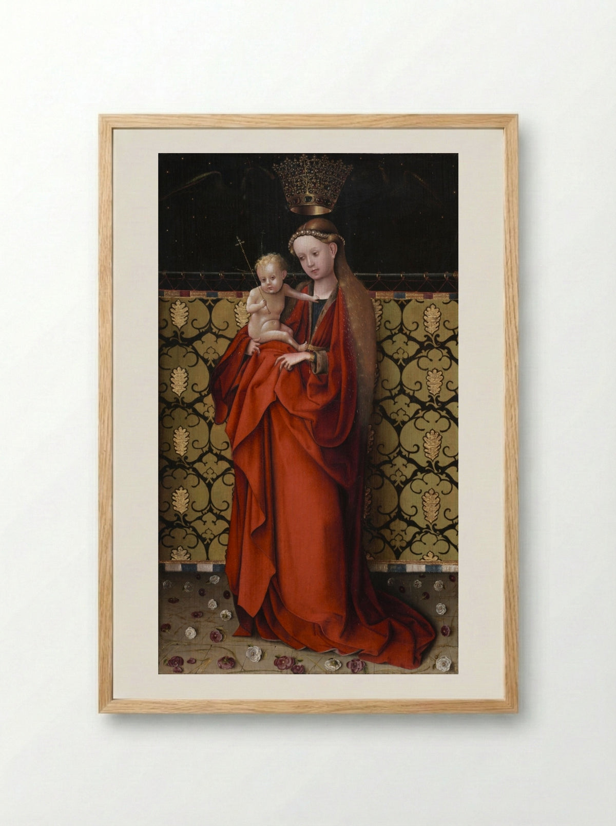 The Virgin Crowned by Angels - Stefan Lochner - Framed Print Wood