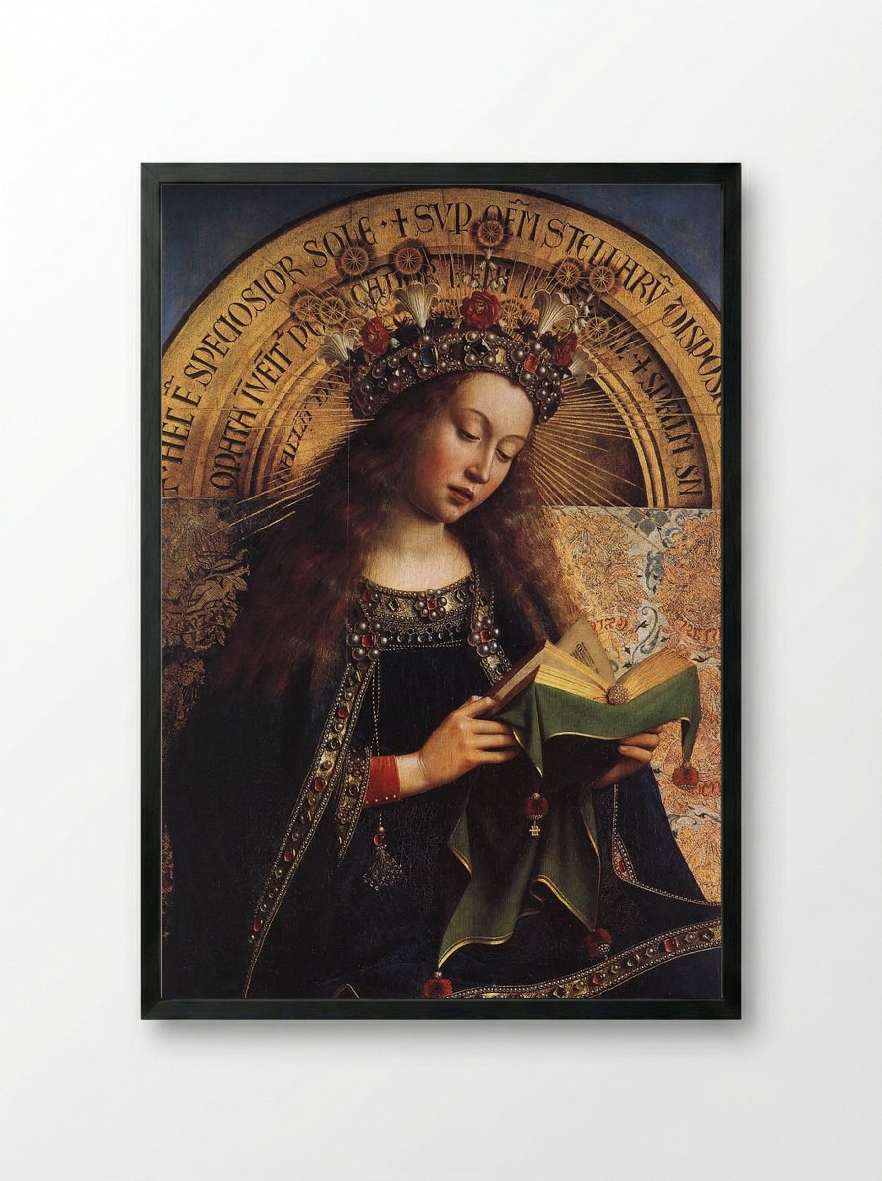 The Virgin Mary - Jan van Eyck - Framed Print Black