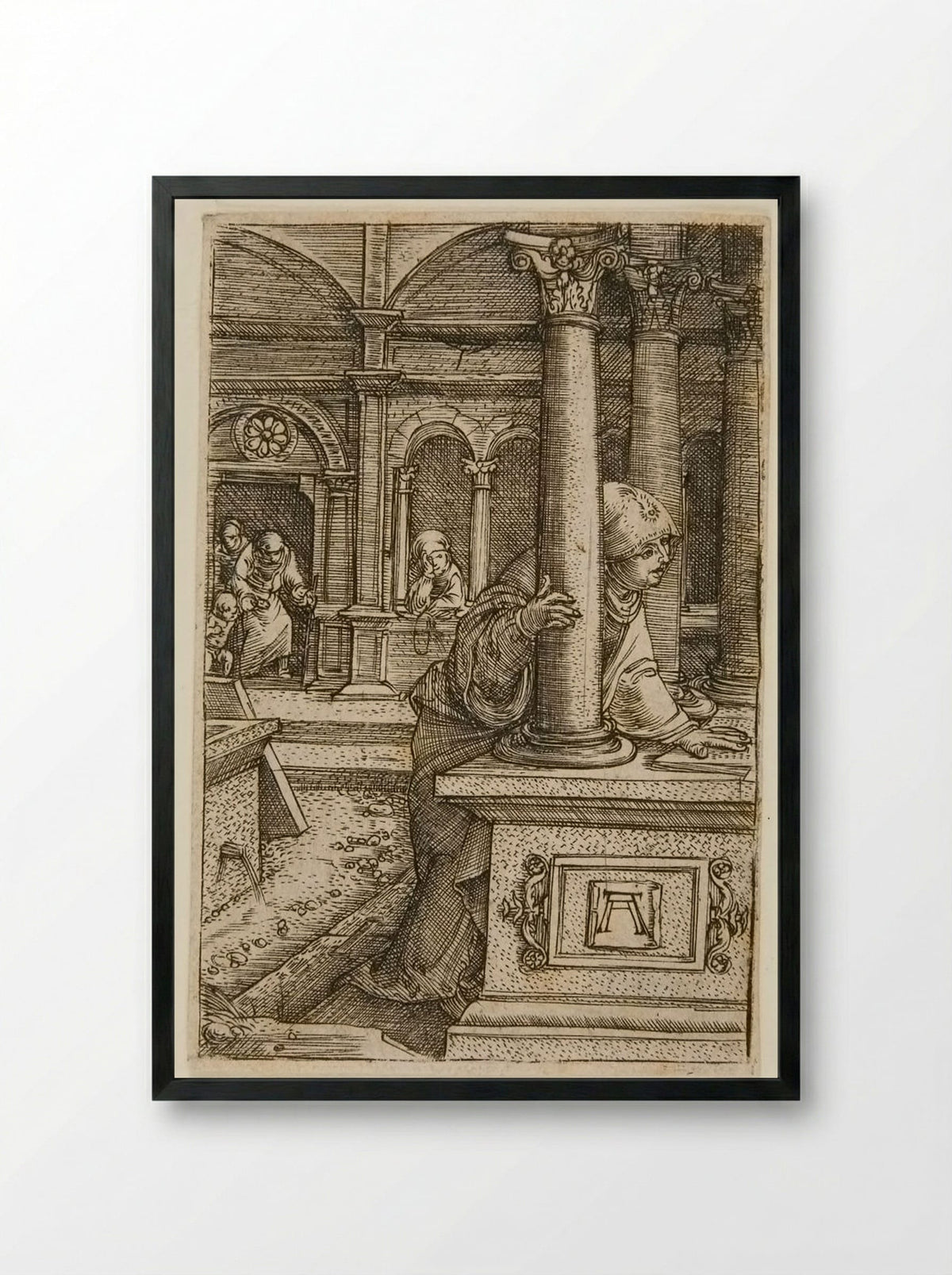 The Virgin Searching for Her Son in the Synagogue - Albrecht Altdorfer - Framed Print Black