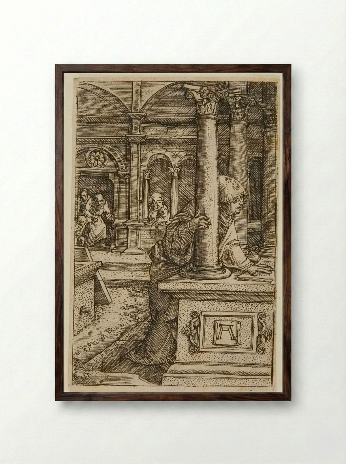 The Virgin Searching for Her Son in the Synagogue - Albrecht Altdorfer - Framed Print Dark Wood