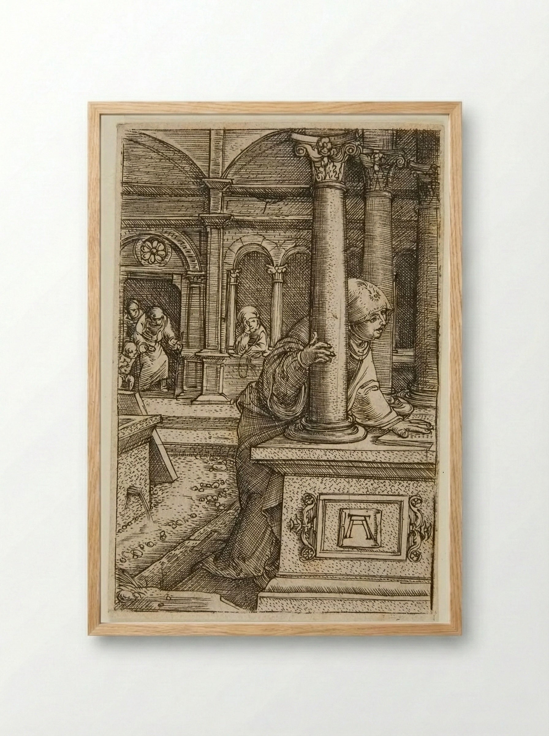 The Virgin Searching for Her Son in the Synagogue - Albrecht Altdorfer - Framed Print Wood