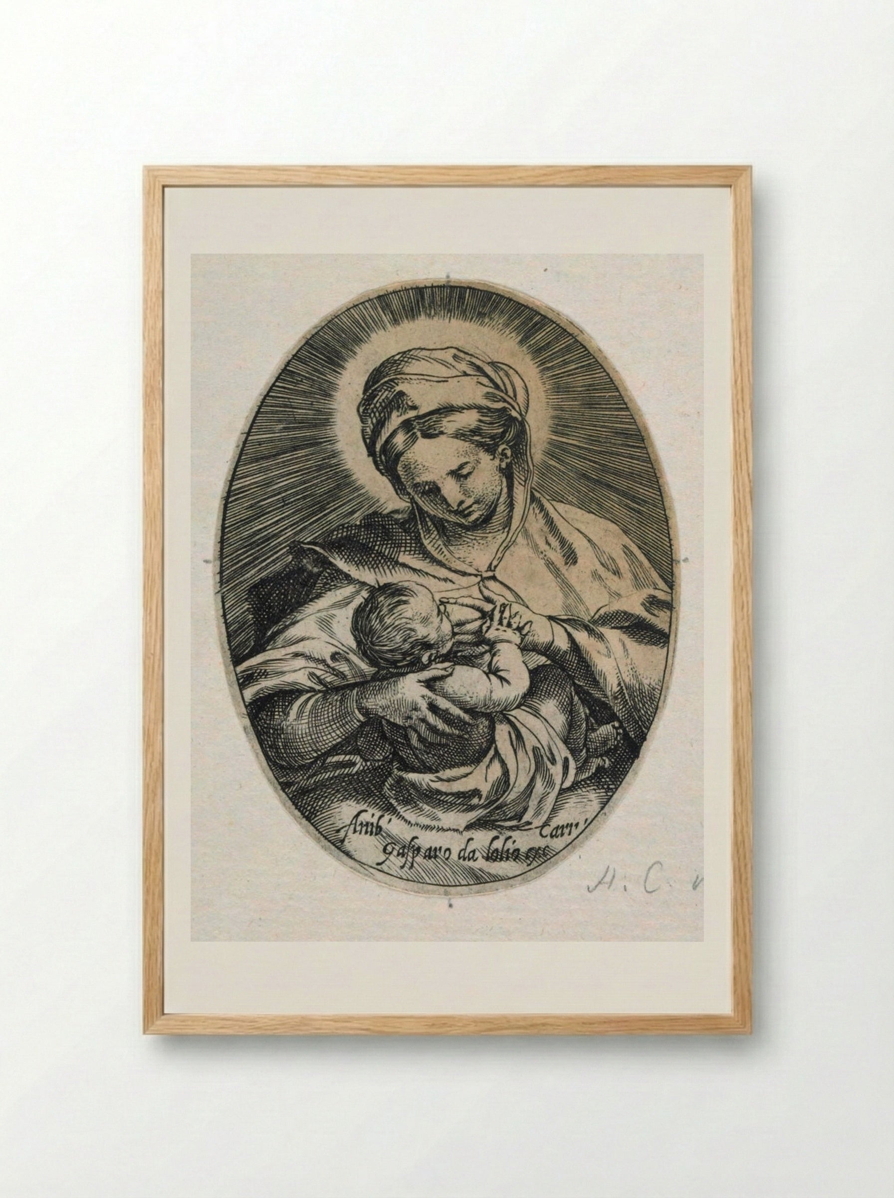 The Virgin Suckling the Christ Child - Guido Reni - Framed Print Wood