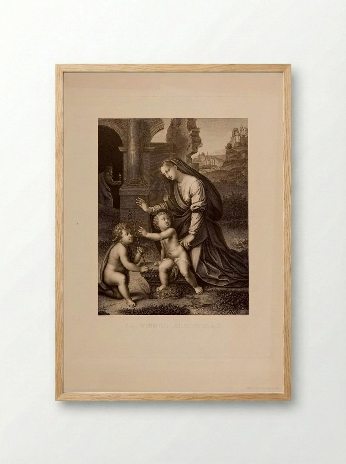 The Virgin among the Ruins - Charles Simon Pradier - Framed Print Wood