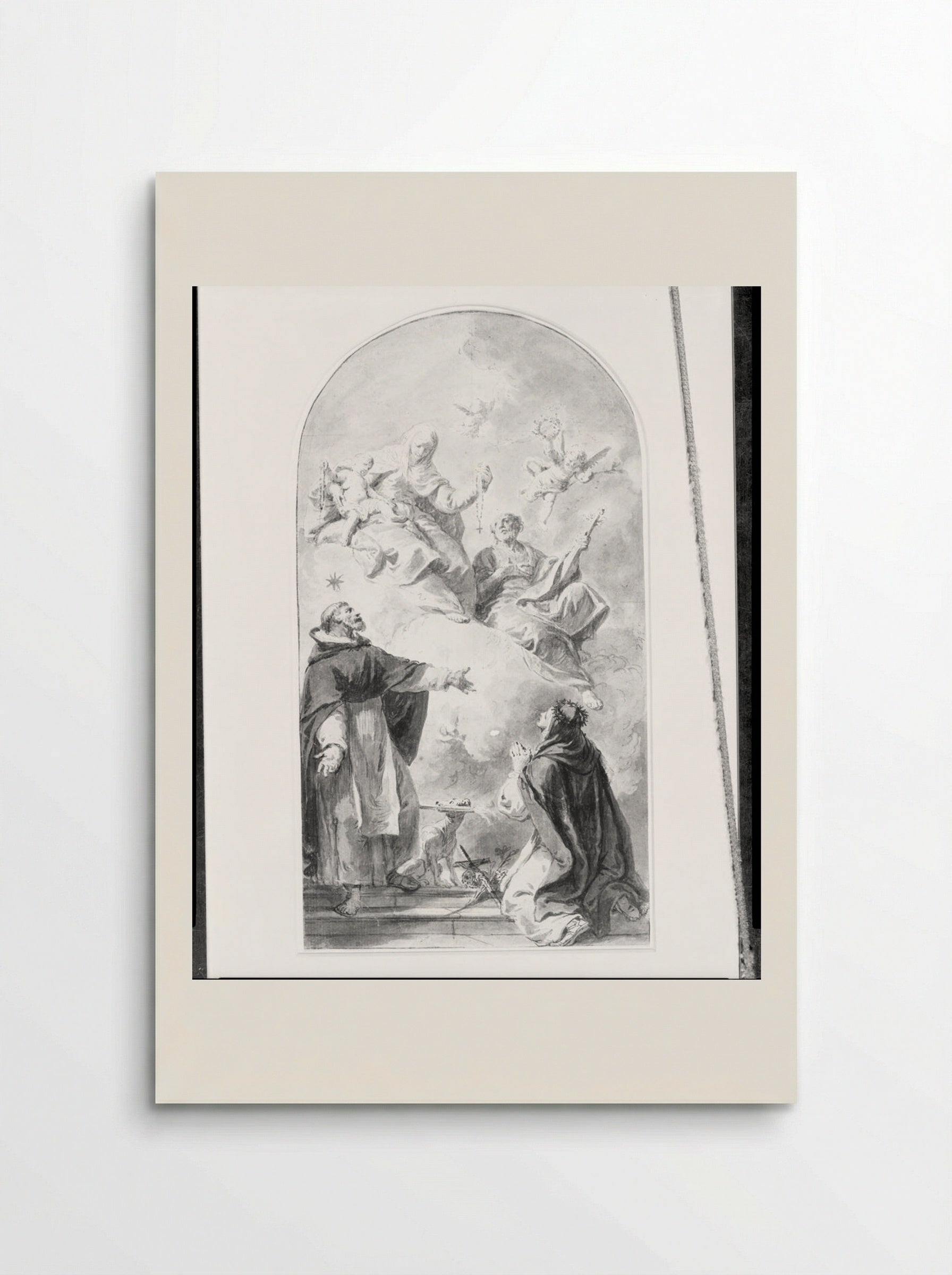 The Virgin and Child Presenting the Rosary to Saint Dominic and Saint Catherine of Siena - Francesco Fontebasso - Poster