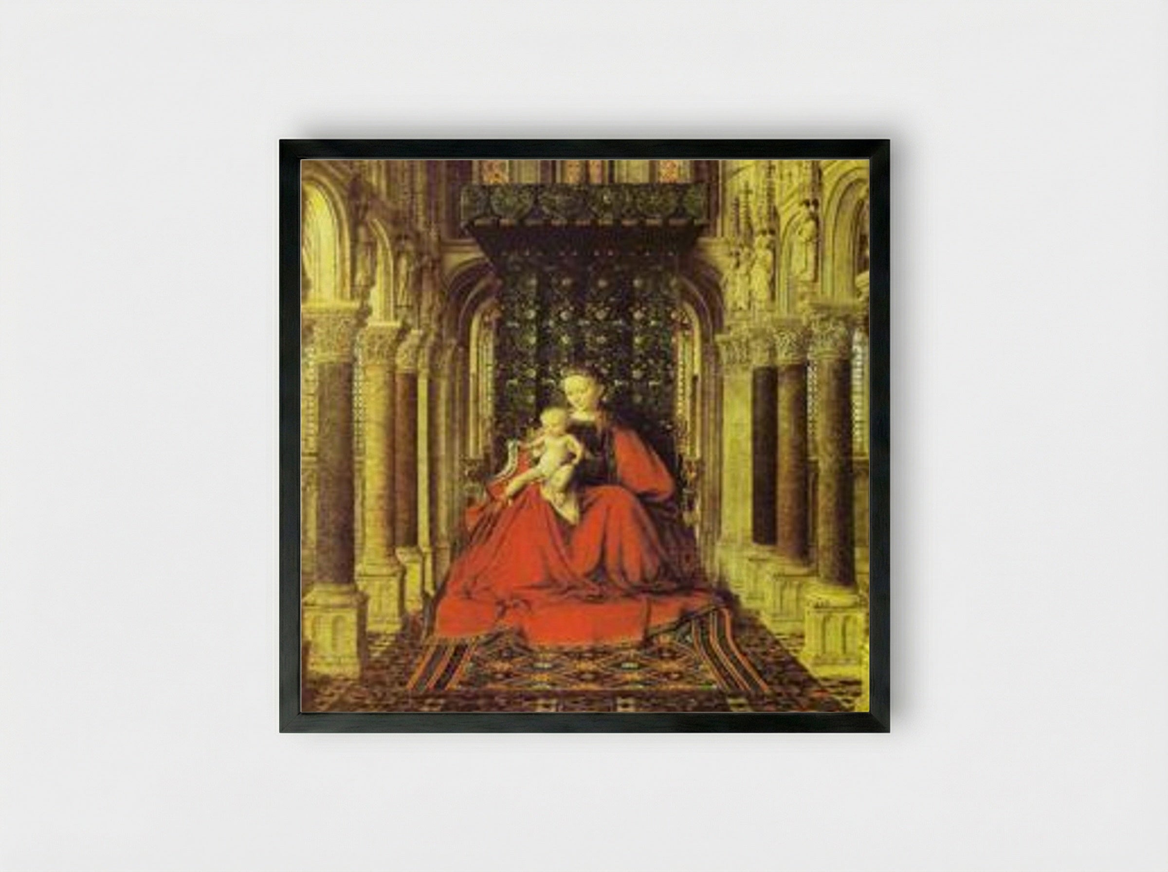 The Virgin and Child in a Church - Jan van Eyck - Framed Print Black