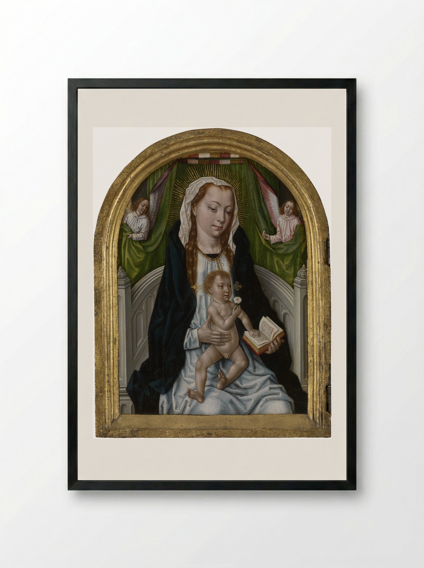 The Virgin and Child with Angels - Master of the Saint Ursula Legend - Framed Print Black