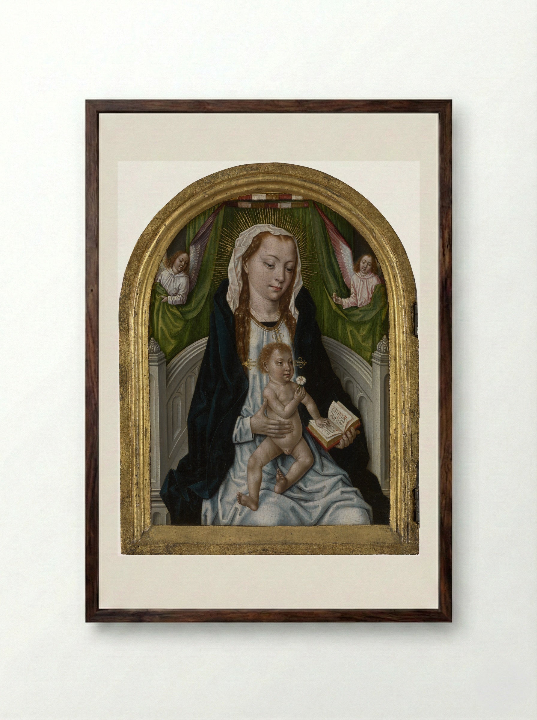 The Virgin and Child with Angels - Master of the Saint Ursula Legend - Framed Print Dark Wood