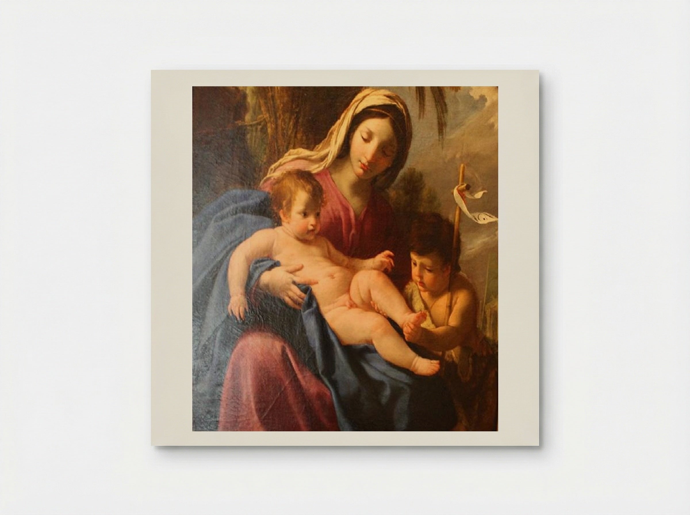 The Virgin and Child with Saint John the Baptist - Eustache Le Sueur - Poster