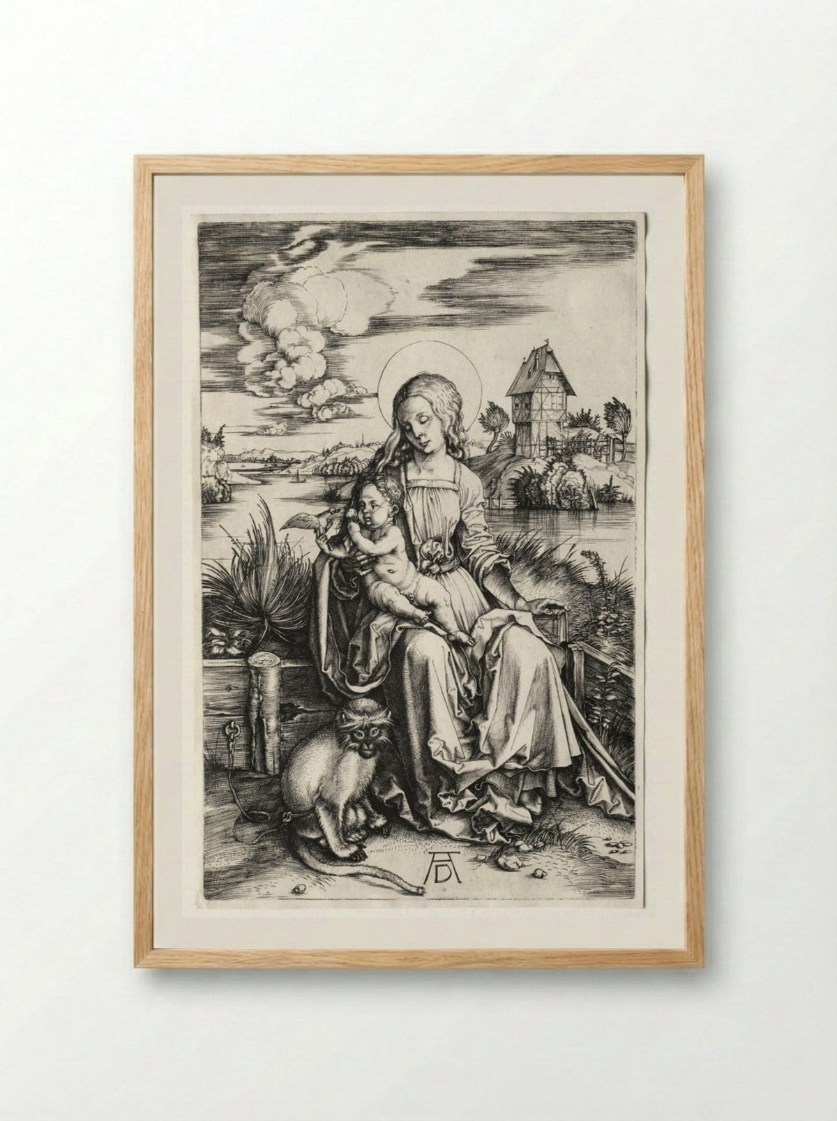 The Virgin and Child with a Monkey - Albrecht Dürer - Framed Print Wood