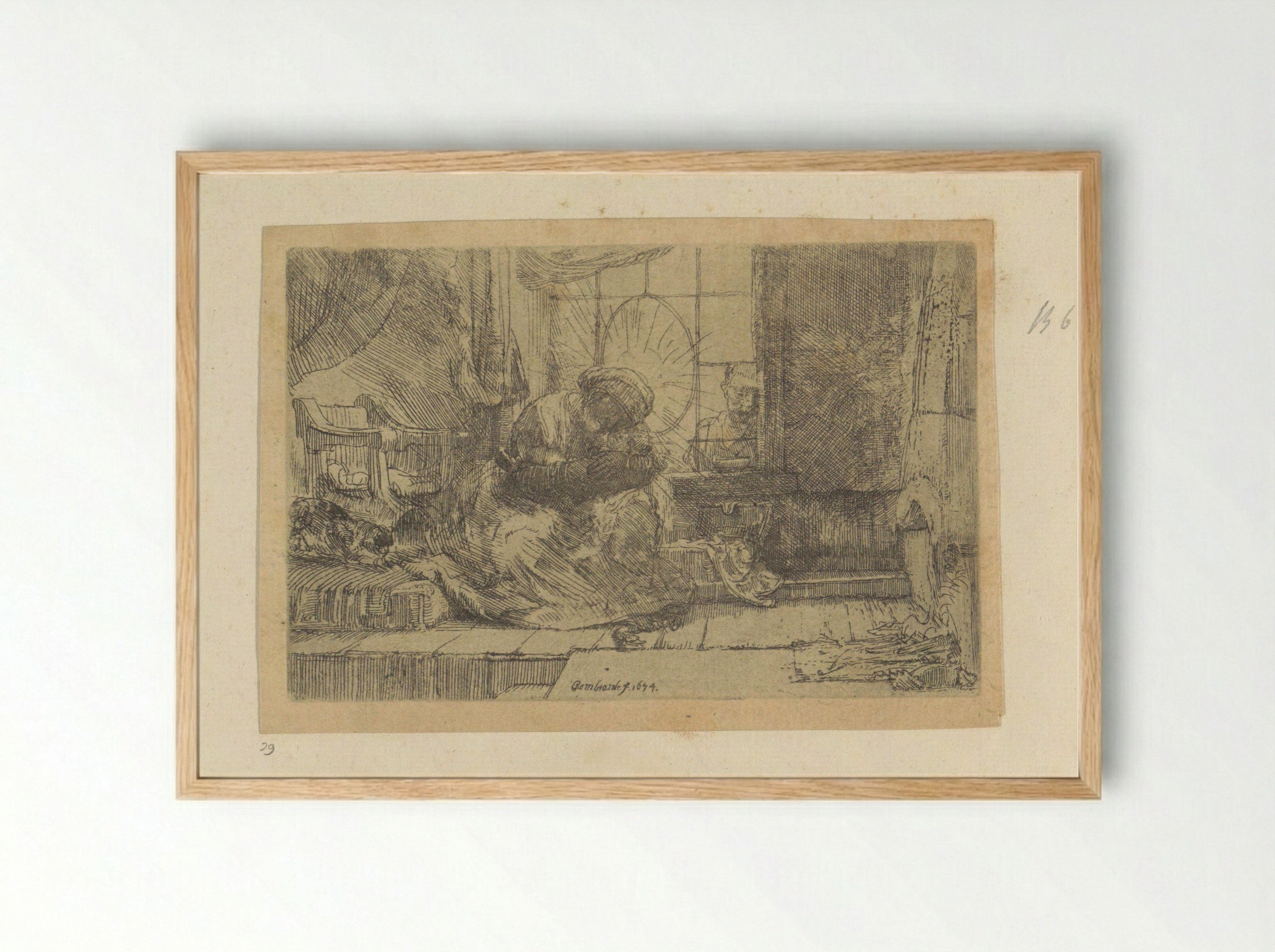 The Virgin and Child with the Cat and Snake - Rembrandt van Rijn - Framed Print Wood