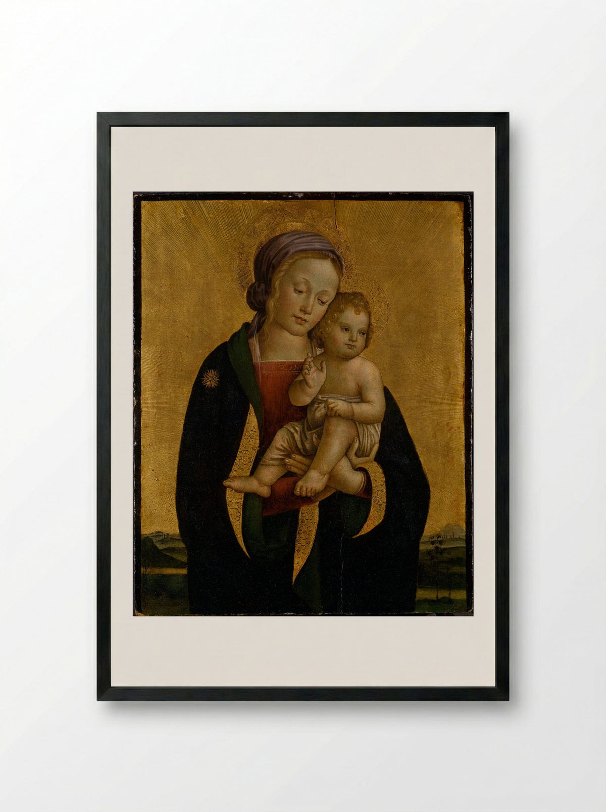 The Virgin and Child - Antonio del Massaro da Viterbo - Framed Print Black