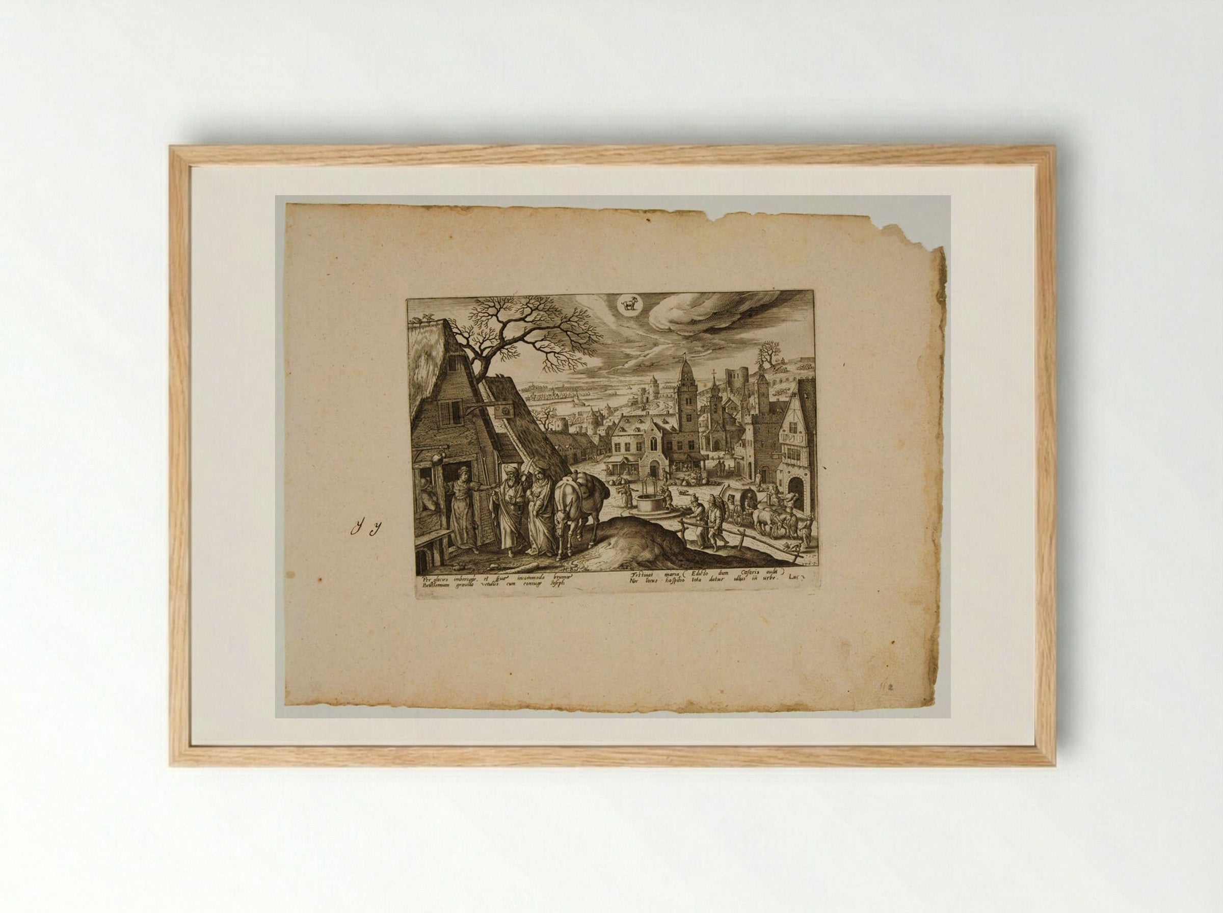 The Virgin and Joseph at the Inn - Adriaen Collaert - Framed Print Wood