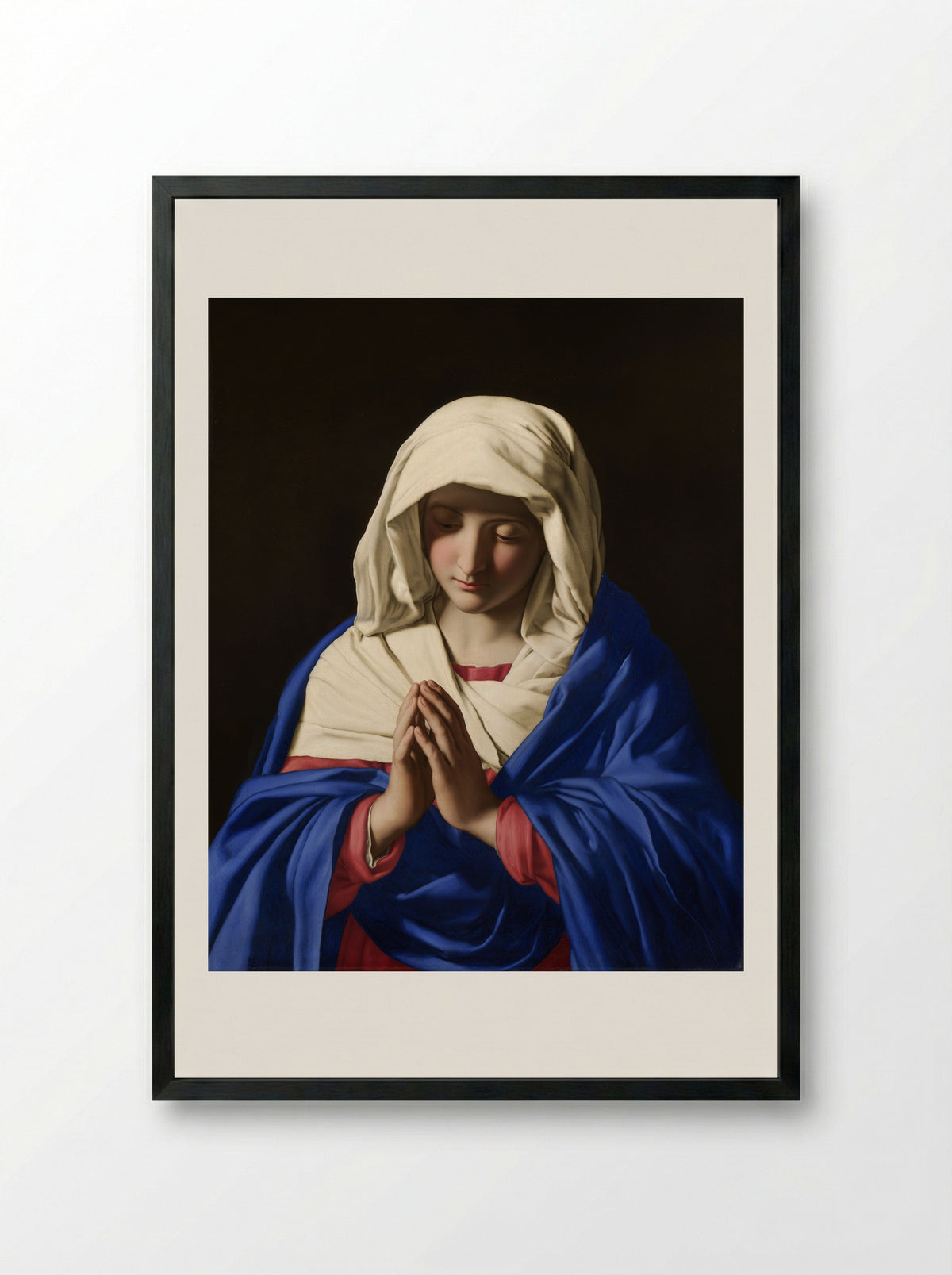 The Virgin in Prayer - Sassoferrato - Framed Print Black