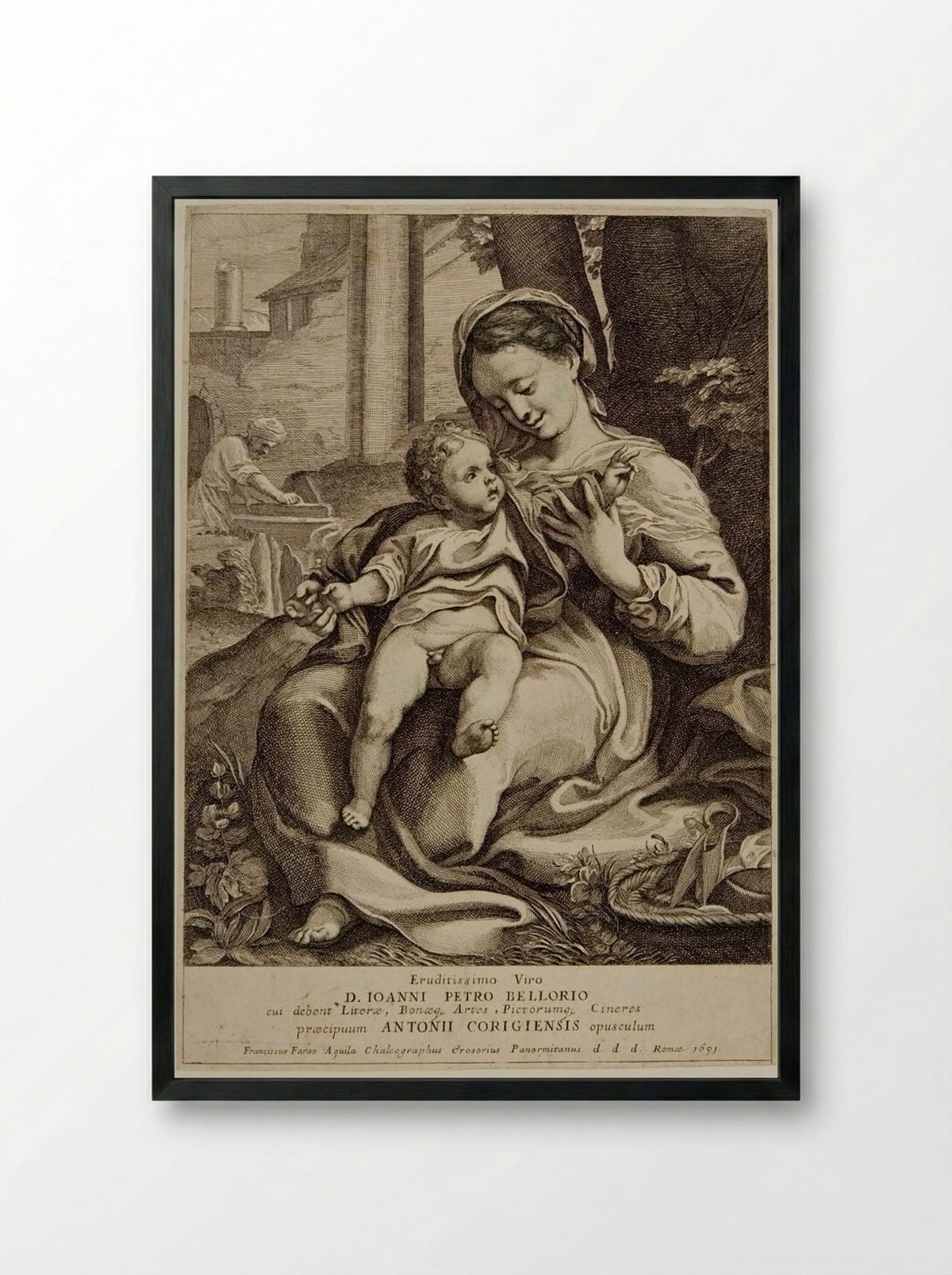 The Virgin of the Basket - Francesco Faraone Aquila - Framed Print Black