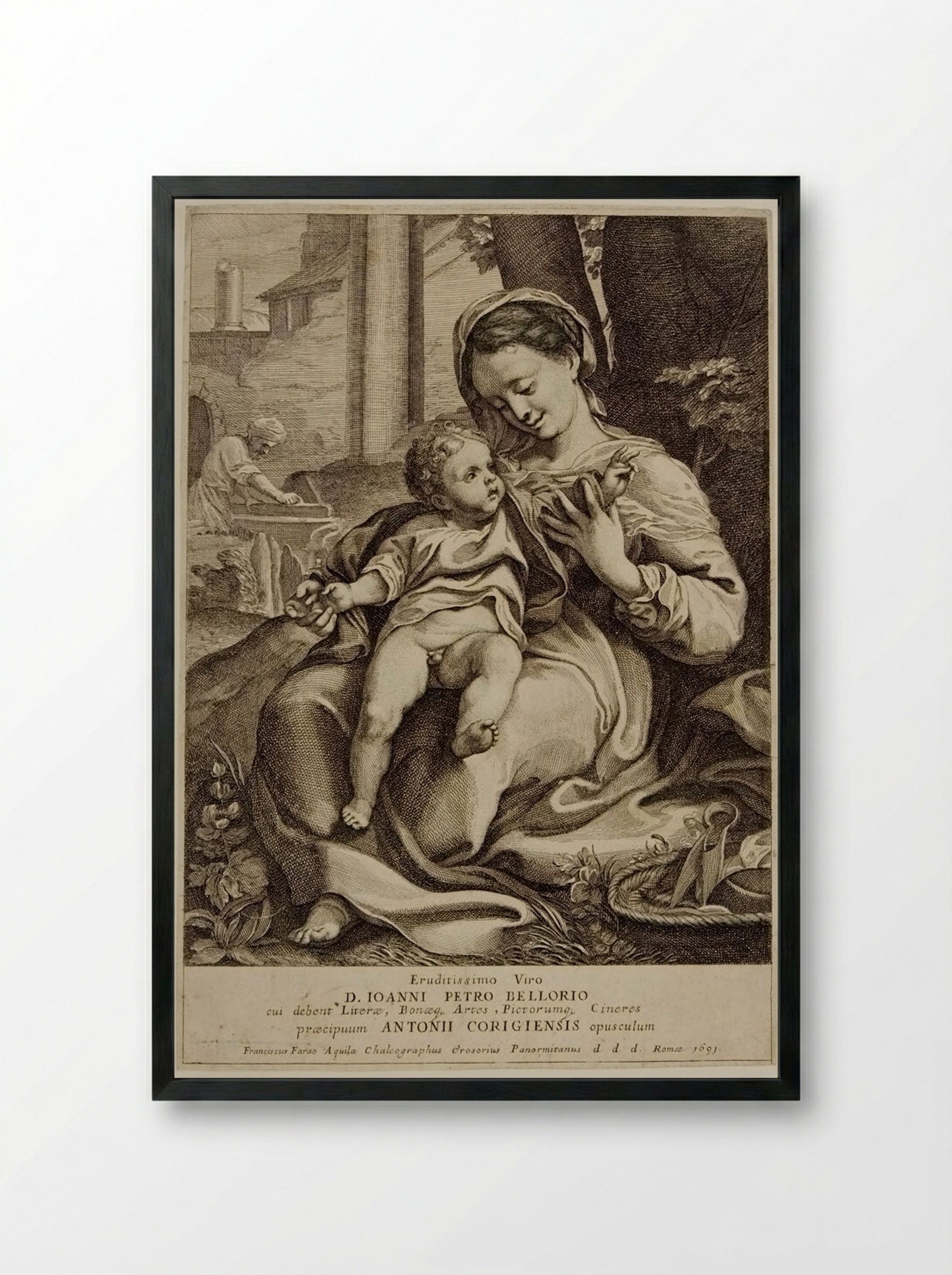The Virgin of the Basket - Francesco Faraone Aquila - Framed Print Black
