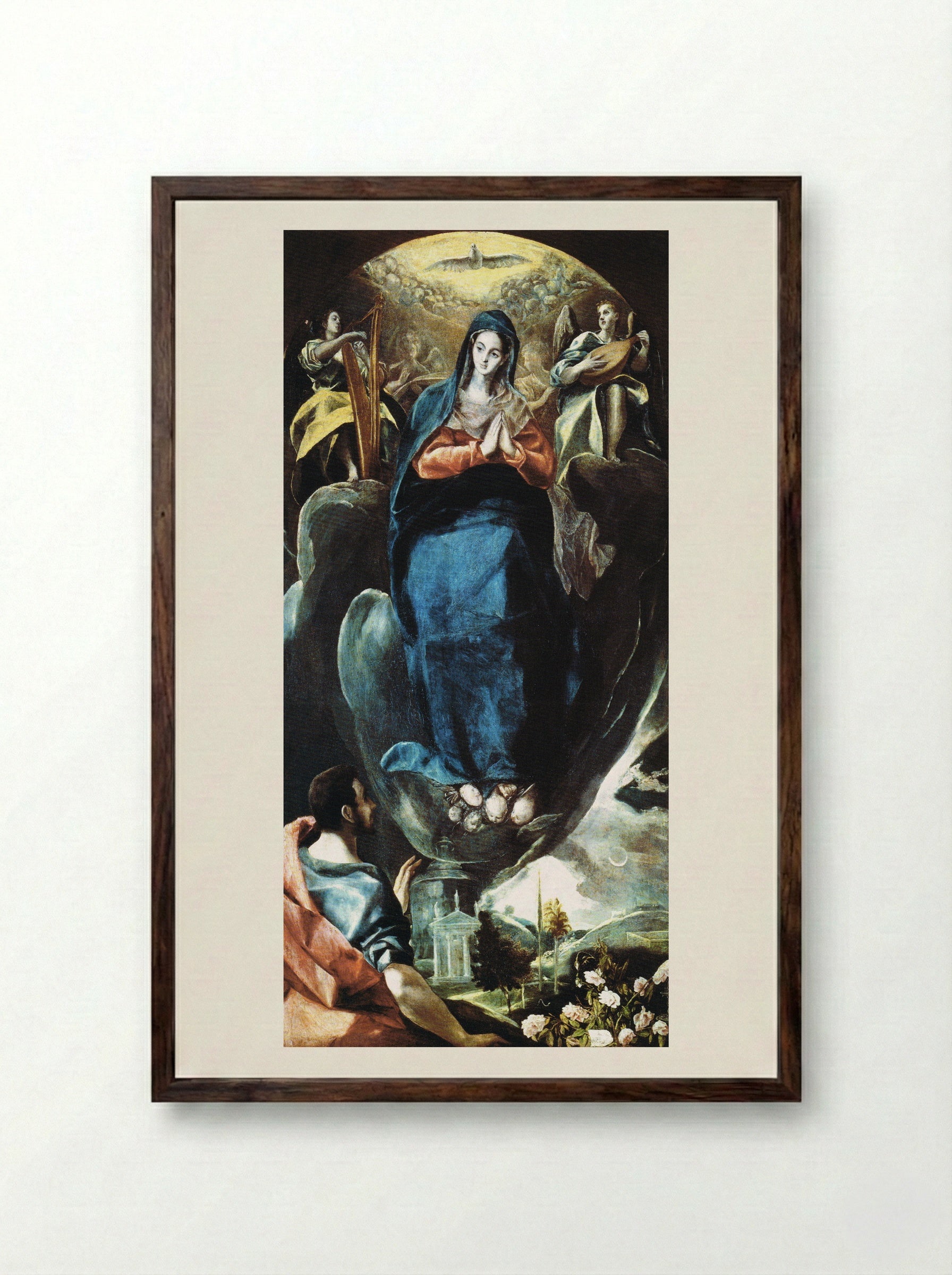 The Virgin of the Immaculate Conception and St. John - El Greco - Framed Print Dark Wood