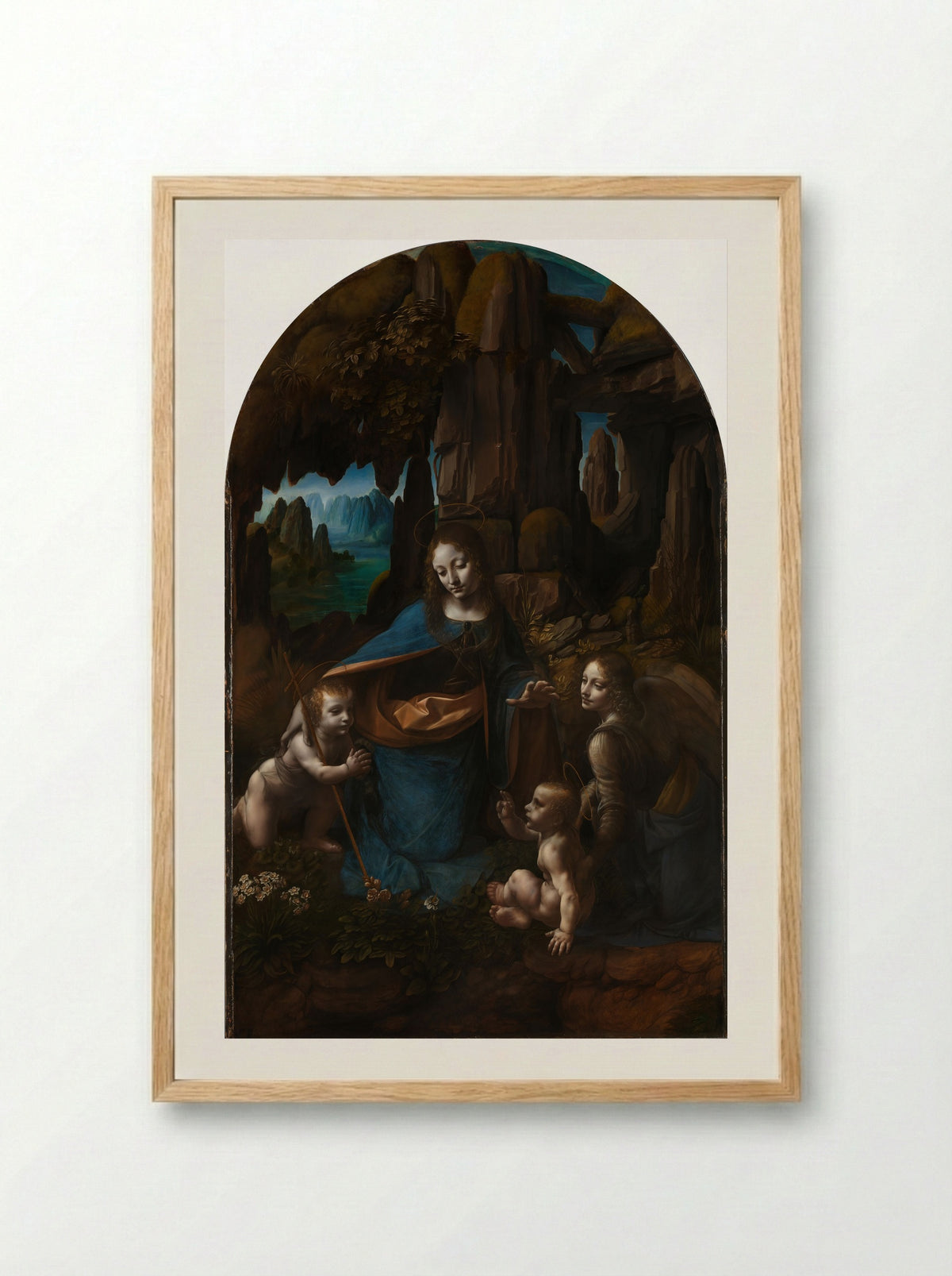 The Virgin of the Rocks - Leonardo da Vinci - Framed Print Wood
