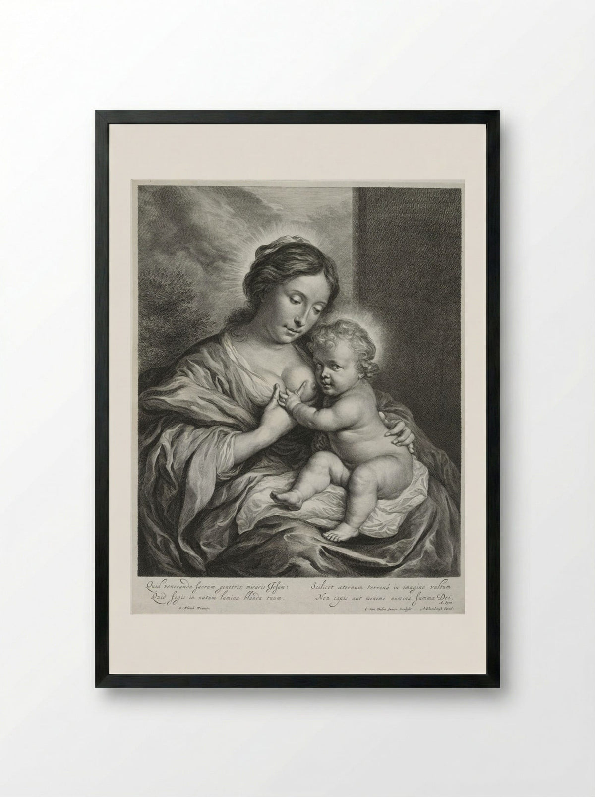 The Virgin with the Child - Cornelis van Dalen the Younger - Framed Print Black