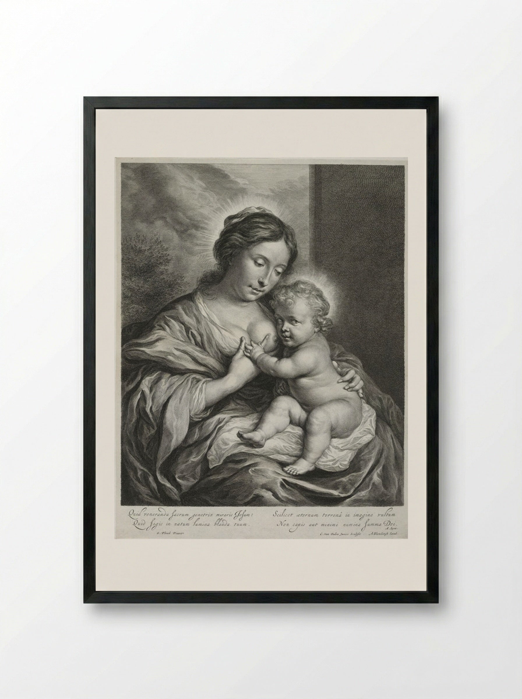 The Virgin with the Child - Cornelis van Dalen the Younger - Framed Print Black