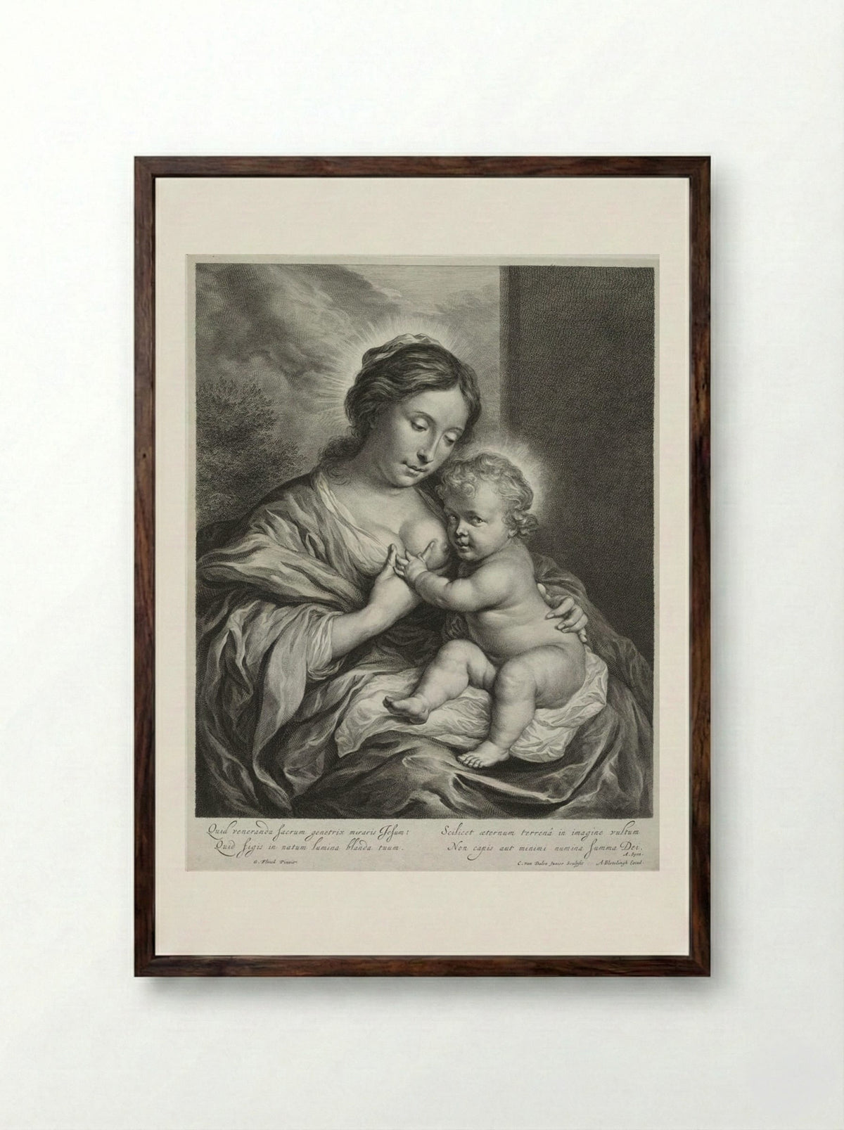 The Virgin with the Child - Cornelis van Dalen the Younger - Framed Print Dark Wood