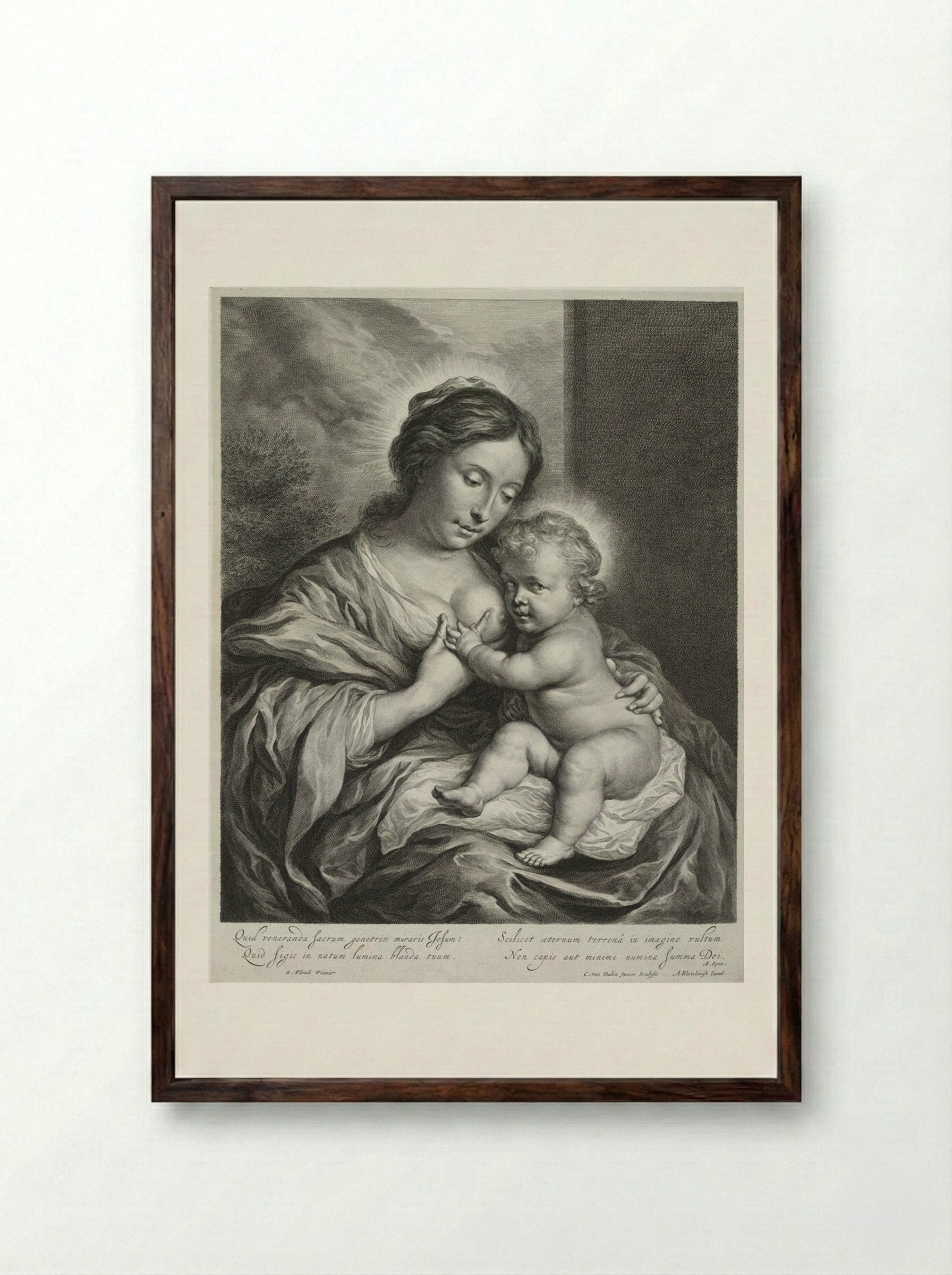 The Virgin with the Child - Cornelis van Dalen the Younger - Framed Print Dark Wood