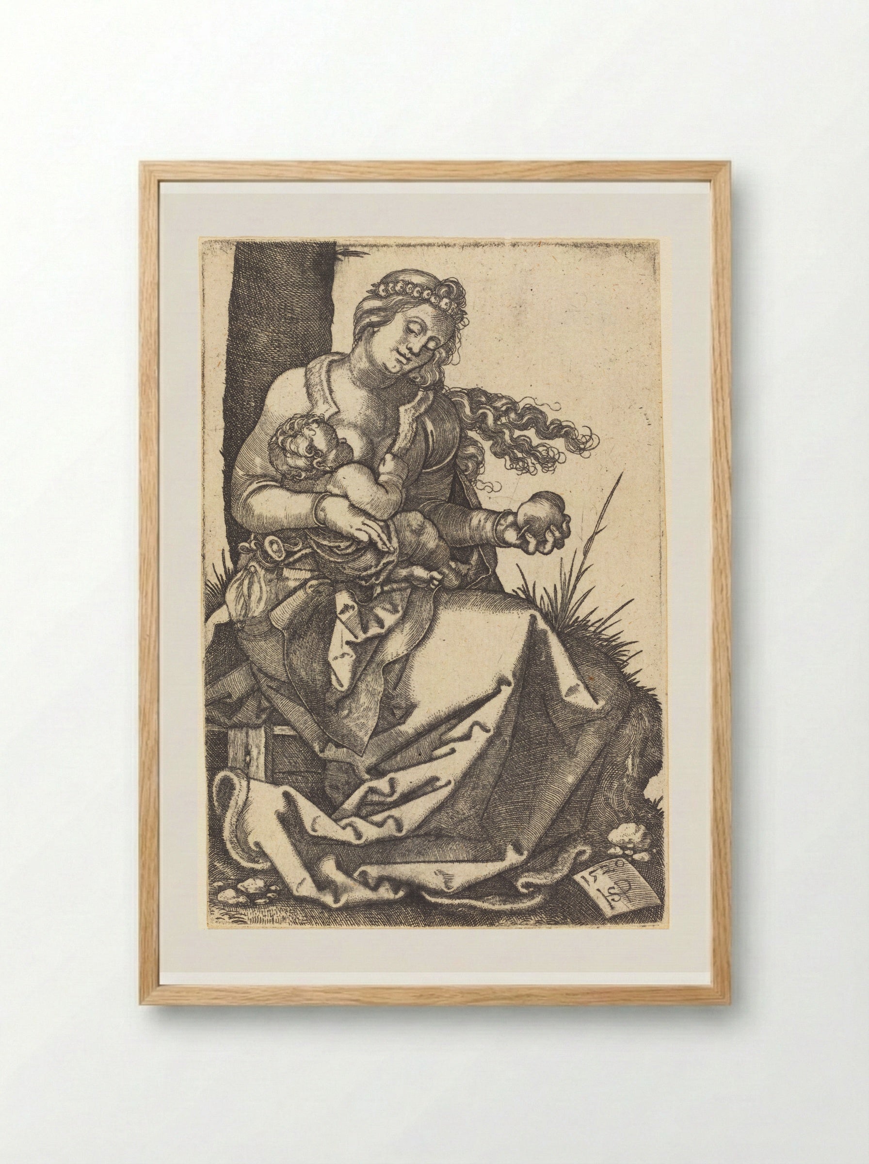 The Virgin with the Pear - Sebald Beham - Framed Print Wood