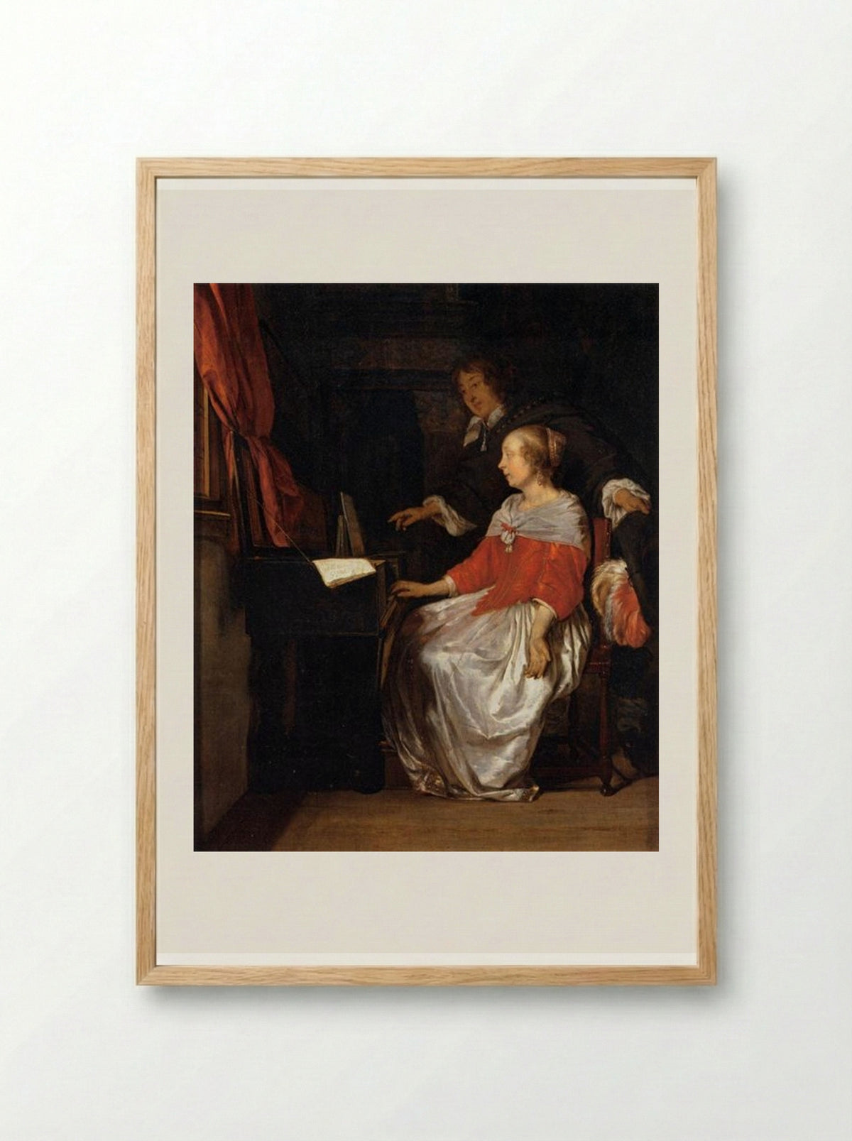 The Virginal Player - Gabriel Metsu - Framed Print Wood
