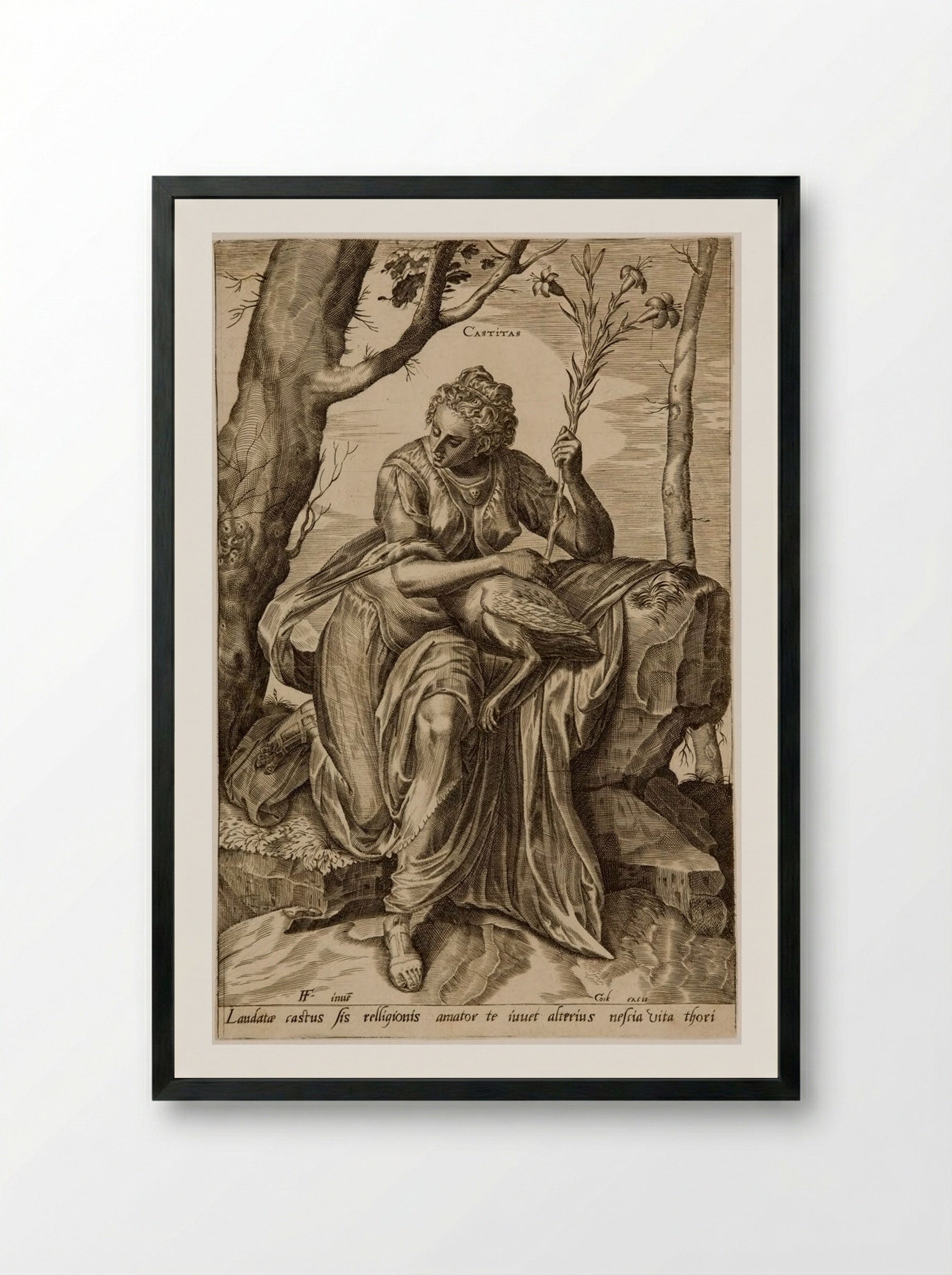 The Virtues: Castitas - Cornelis Cort - Framed Print Black