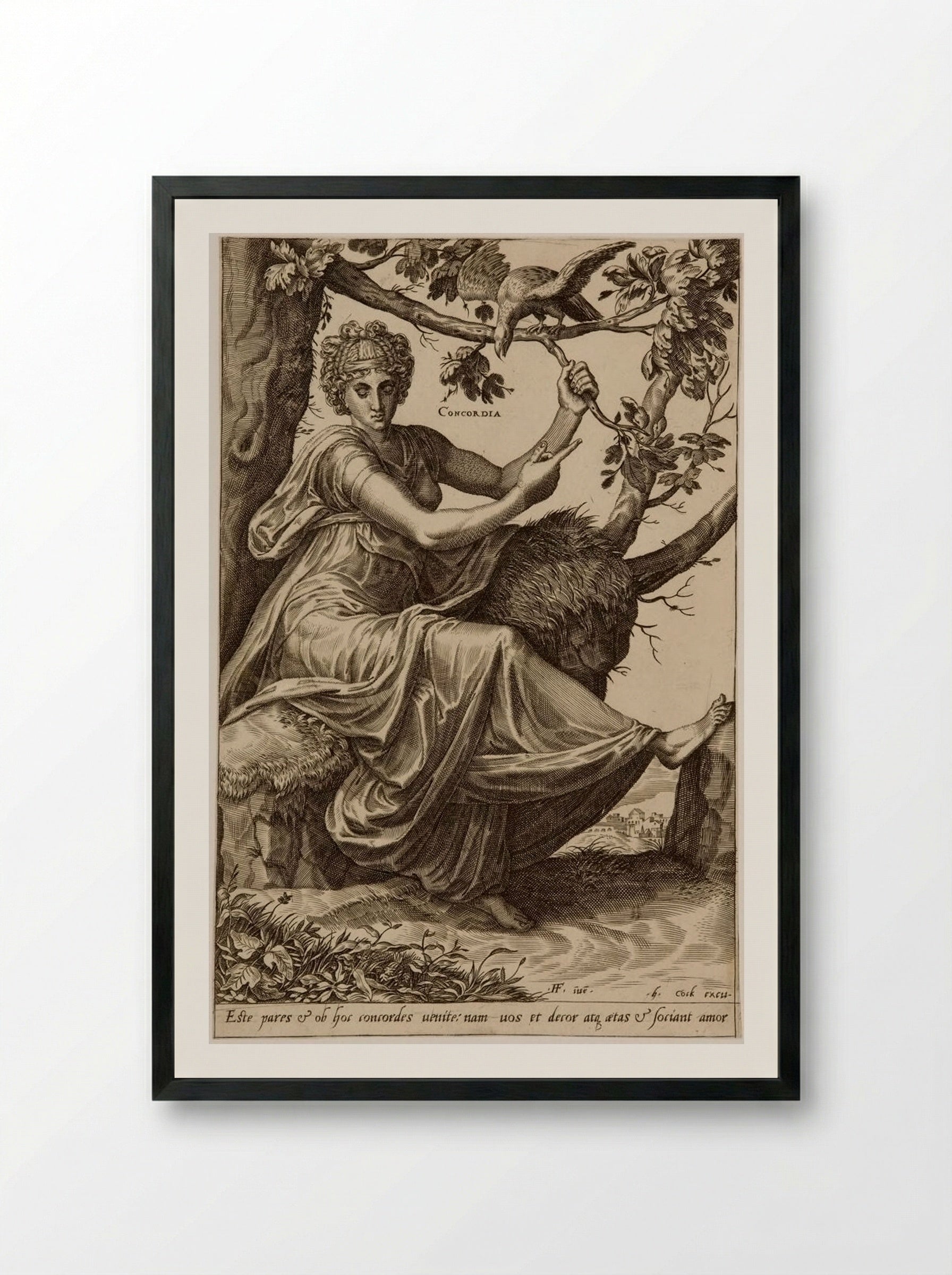 The Virtues: Concordia - Cornelis Cort - Framed Print Black
