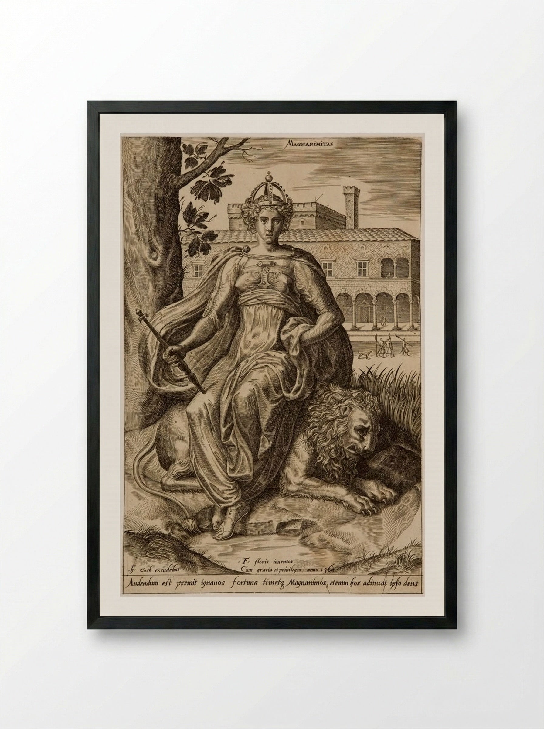 The Virtues: Magnanimitas - Cornelis Cort - Framed Print Black