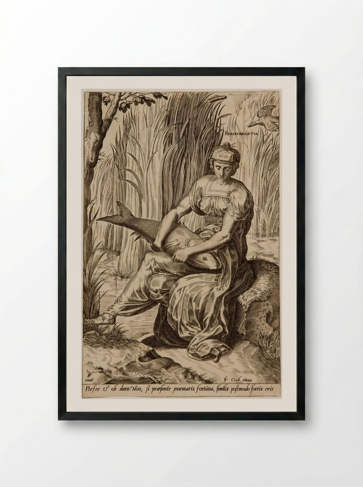 The Virtues: Perseverantia - Cornelis Cort - Framed Print Black