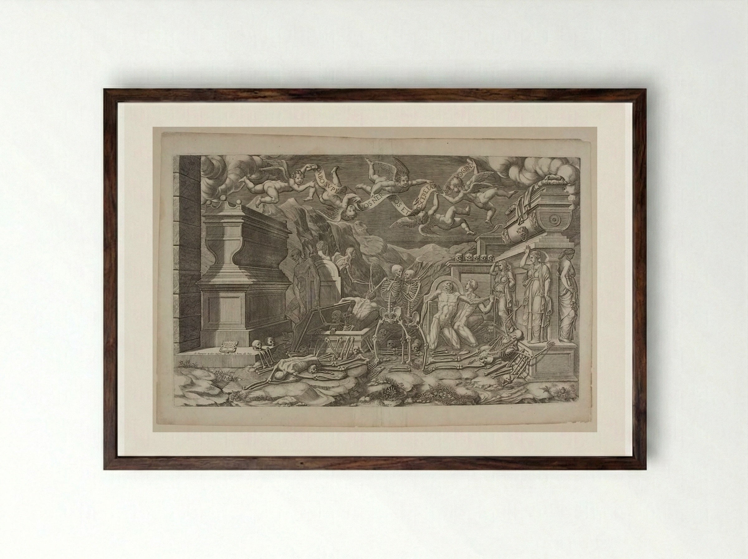 The Vision of Ezekiel - Giorgio Ghisi - Framed Print Dark Wood