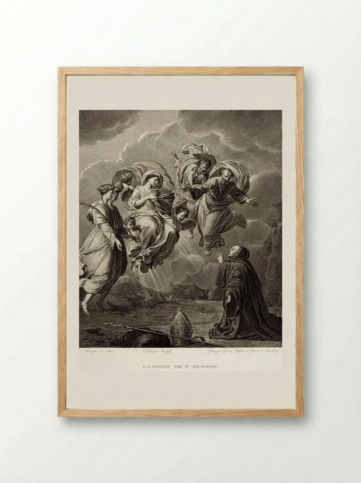 The Vision of Saint Benedict - Christophe Guérin - Framed Print Wood