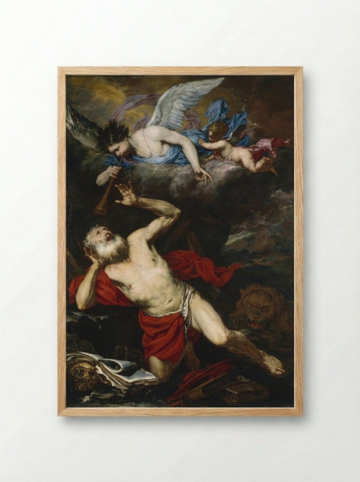 The Vision of Saint Jerome - Giovanni Battista Langetti - Framed Print Wood