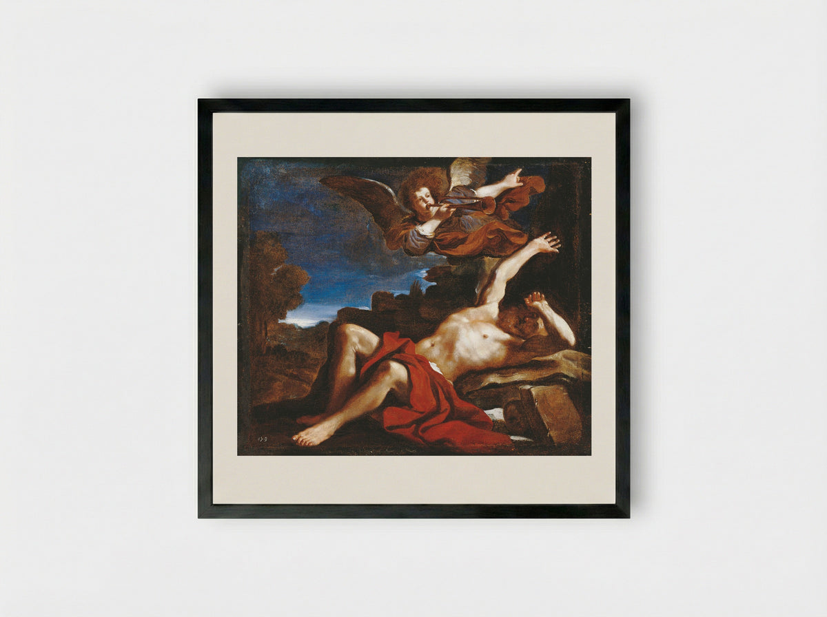 The Vision of St Jerome - Guercino - Framed Print Black