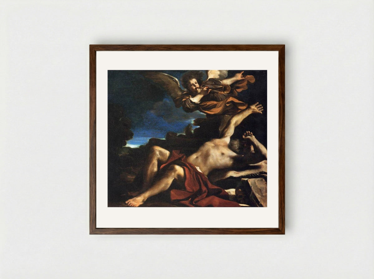 The Vision of St Jerome - Guercino - Framed Print Dark Wood