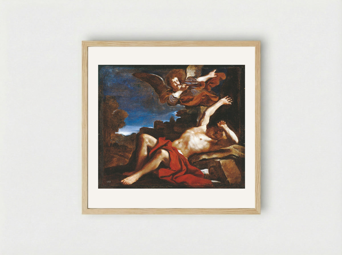 The Vision of St Jerome - Guercino - Framed Print Wood