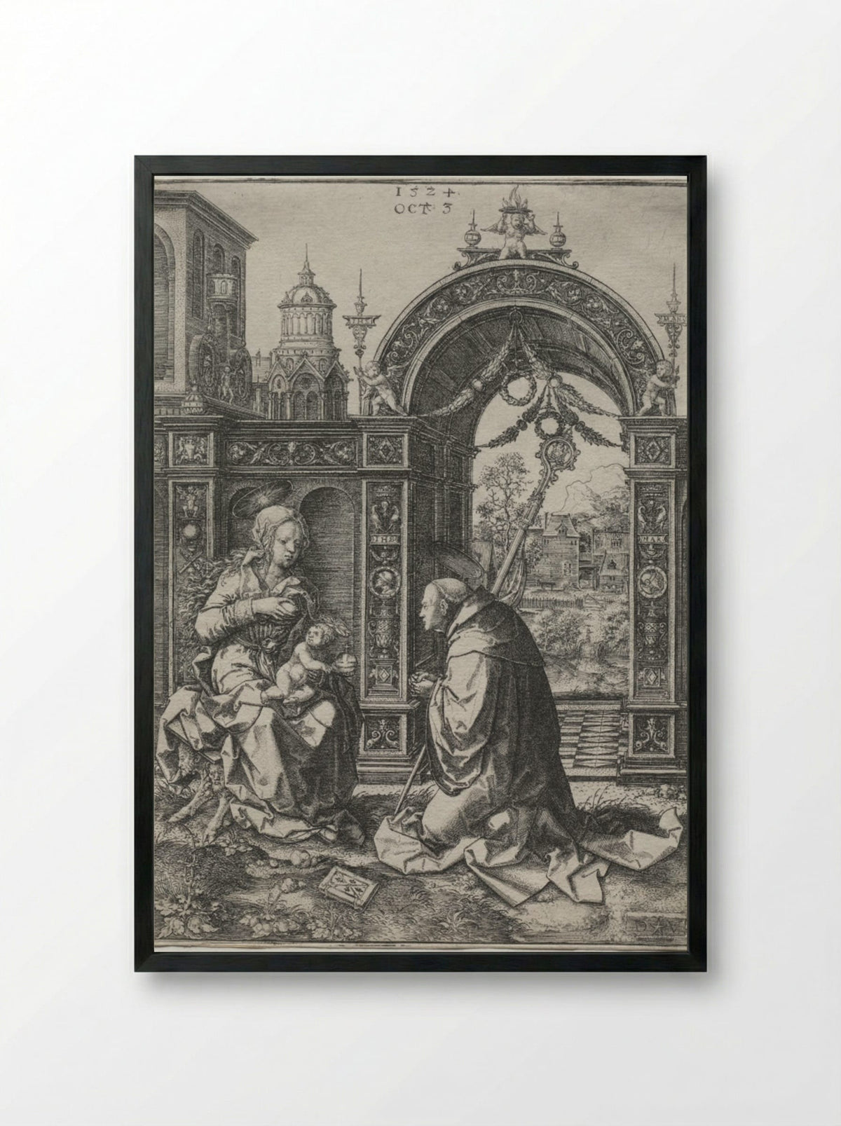 The Vision of St. Bernard - Dirk Vellert - Framed Print Black