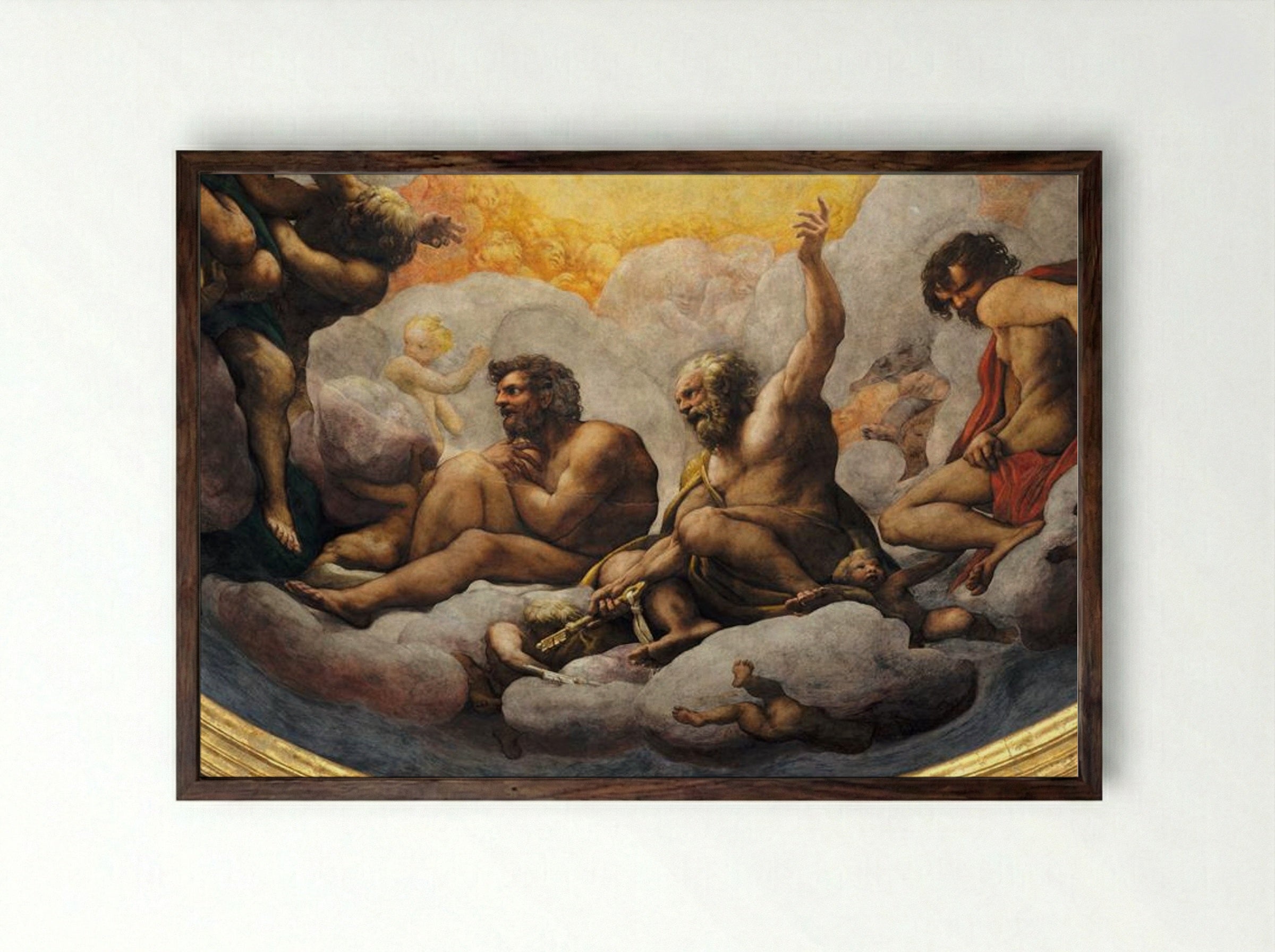 The Vision of St. John on Patmos - Antonio da Correggio - Framed Print Dark Wood