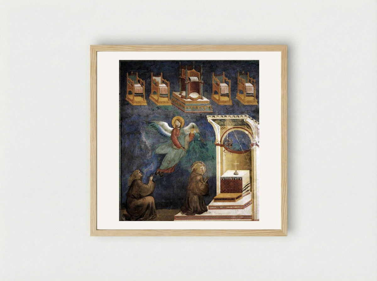 The Vision of the Thrones - Giotto di Bondone - Framed Print Wood