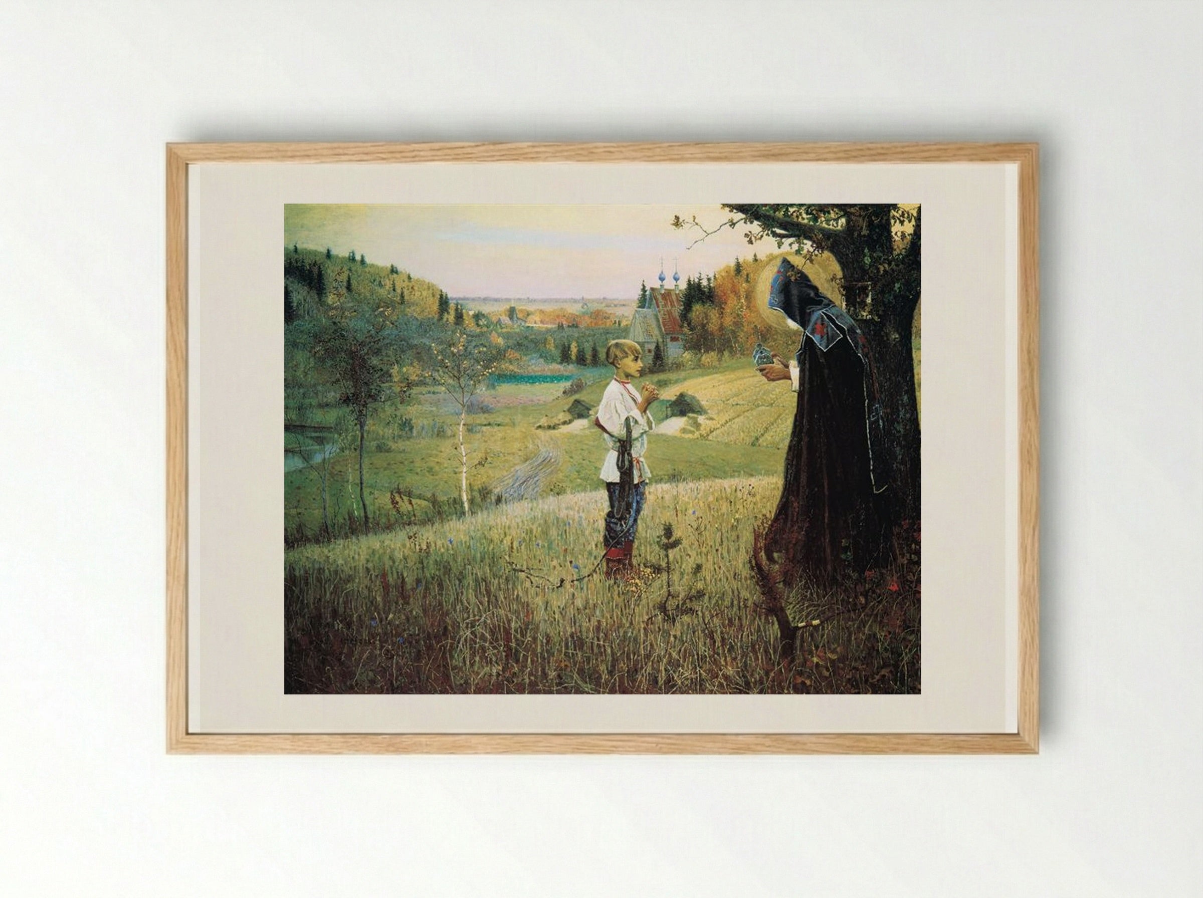 The Vision of the Young Bartholomew - Mikhail Nesterov - Framed Print Wood