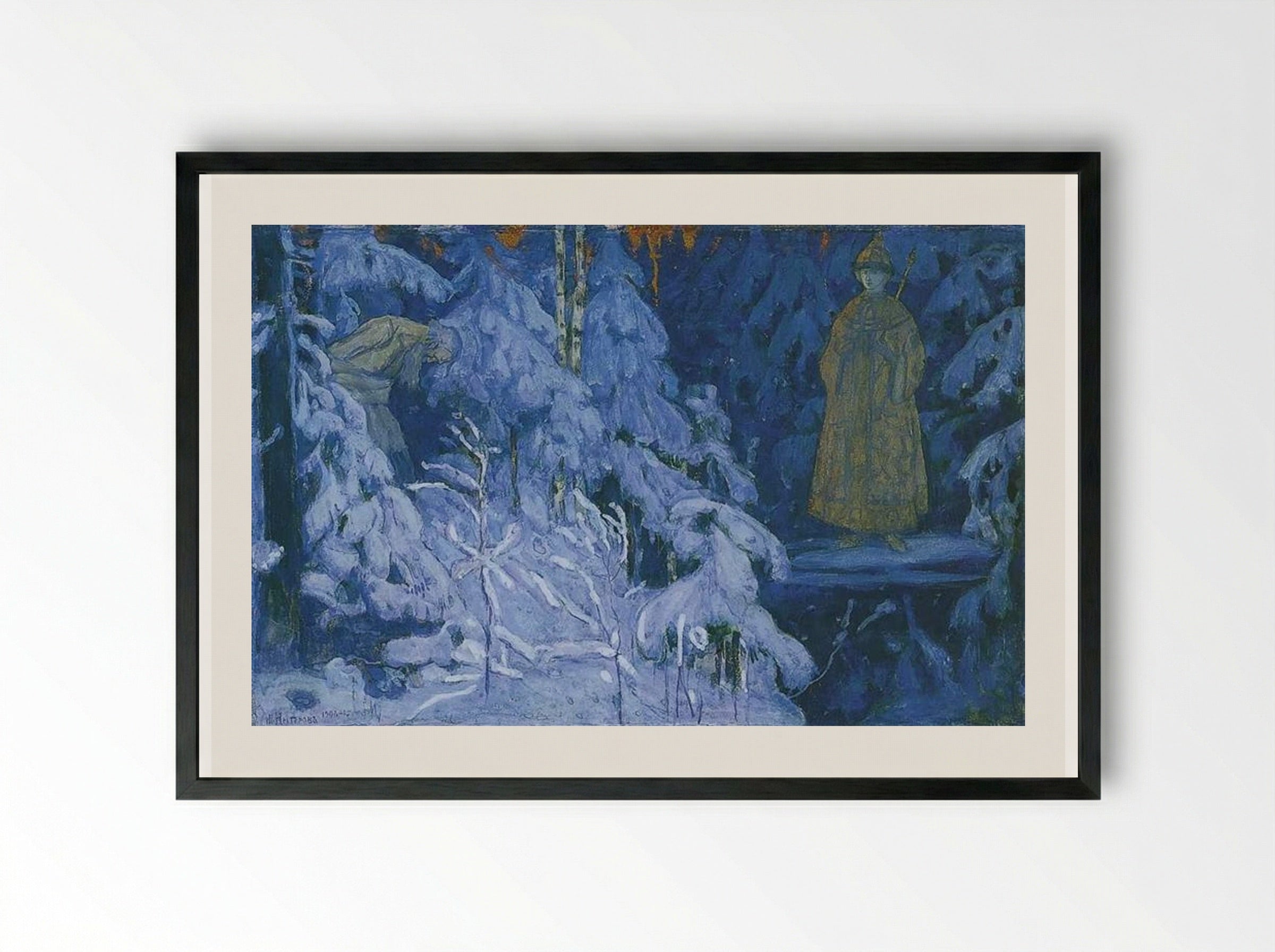 The Vision to Ivan Susanin - Mikhail Nesterov - Framed Print Black