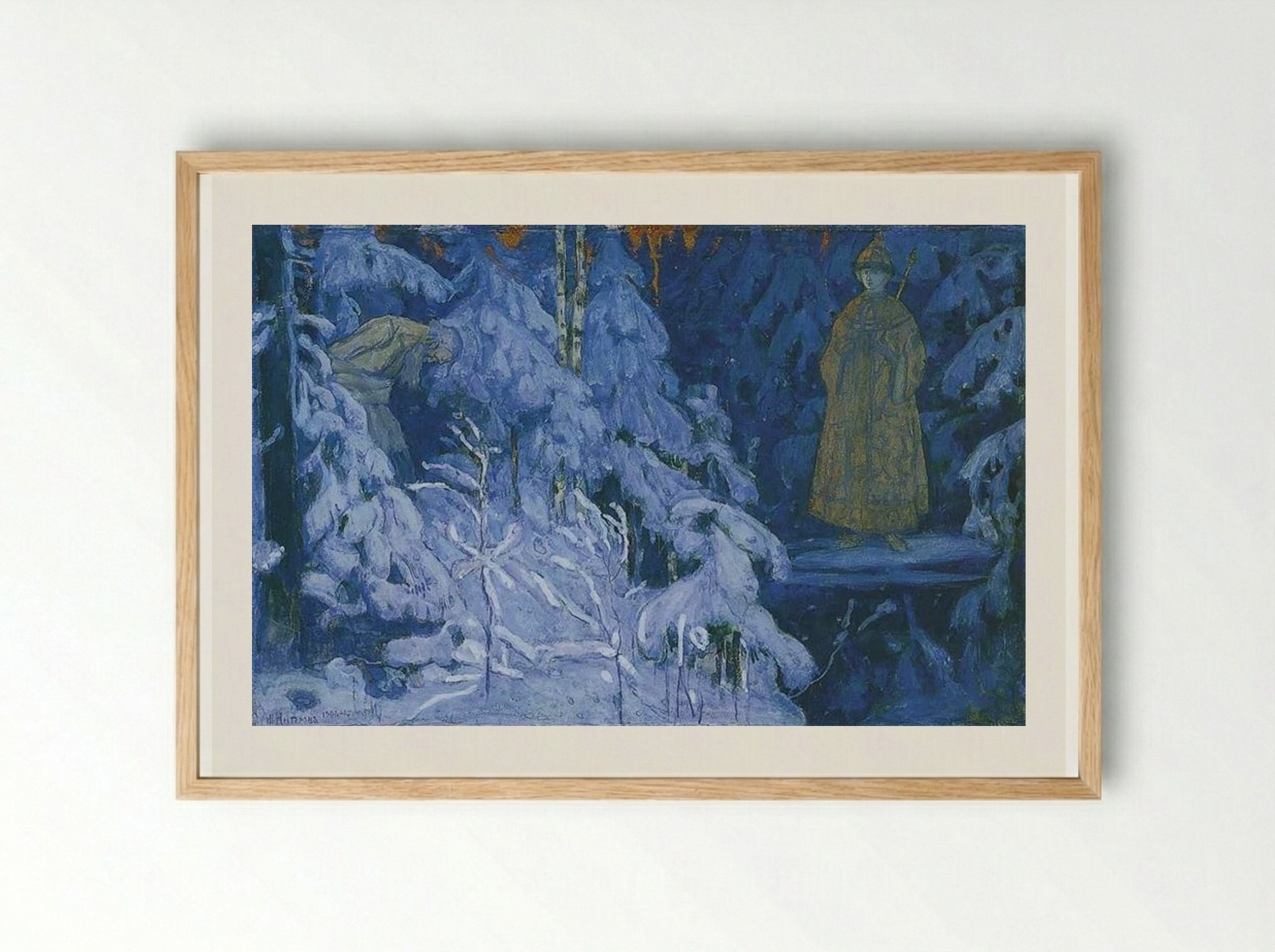 The Vision to Ivan Susanin - Mikhail Nesterov - Framed Print Wood