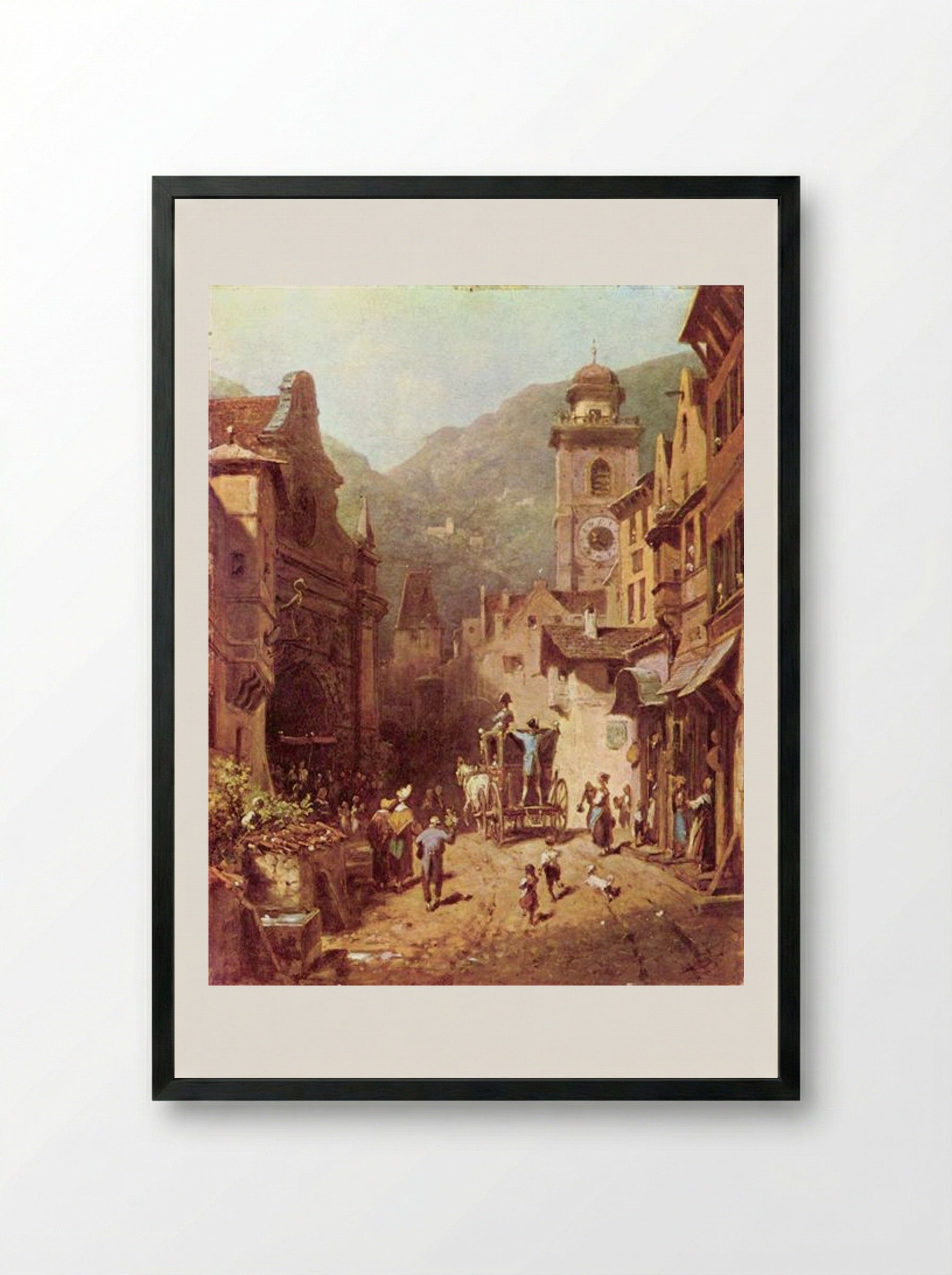 The Visit of the Father - Carl Spitzweg - Framed Print Black