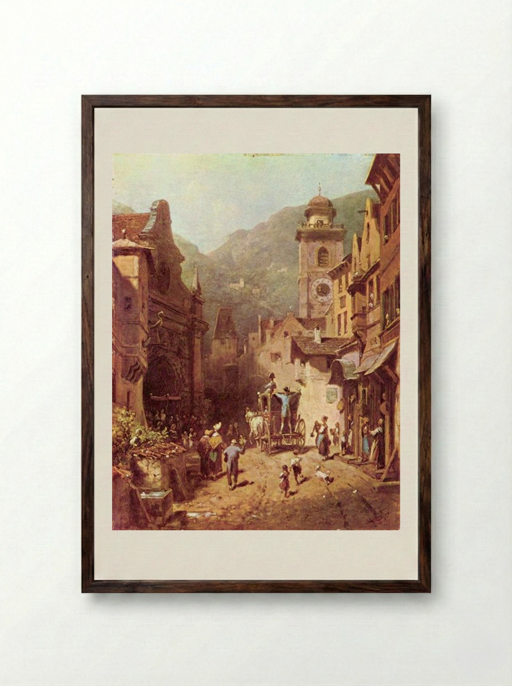 The Visit of the Father - Carl Spitzweg - Framed Print Dark Wood