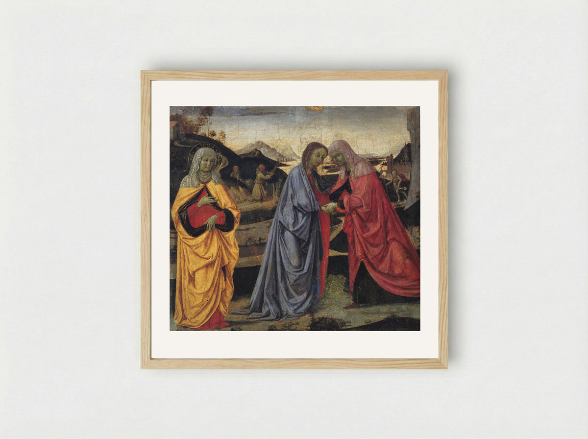 The Visitation with St. Anne and St. John the Stigmata of St. Francis - Pietro Perugino - Framed Print Wood