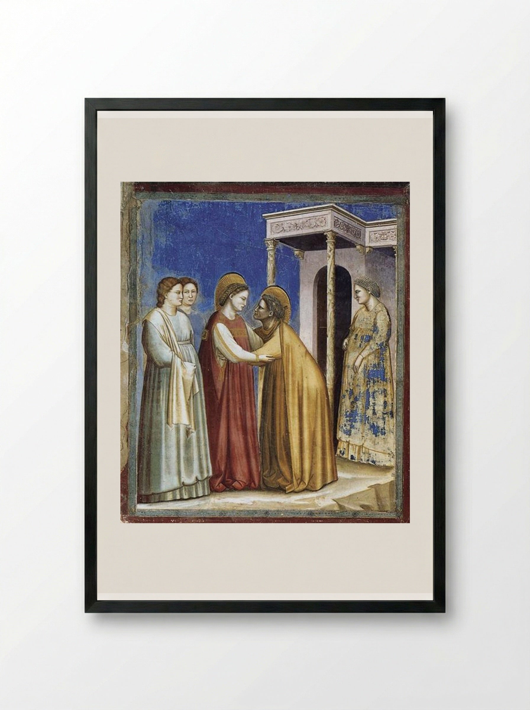 The Visitation - Giotto di Bondone - Framed Print Black